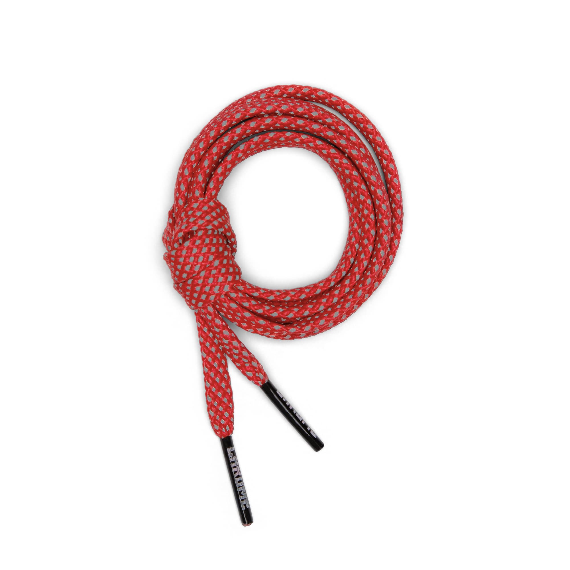 Reflective Flat Shoe Laces in red rolled up #color_red reflective