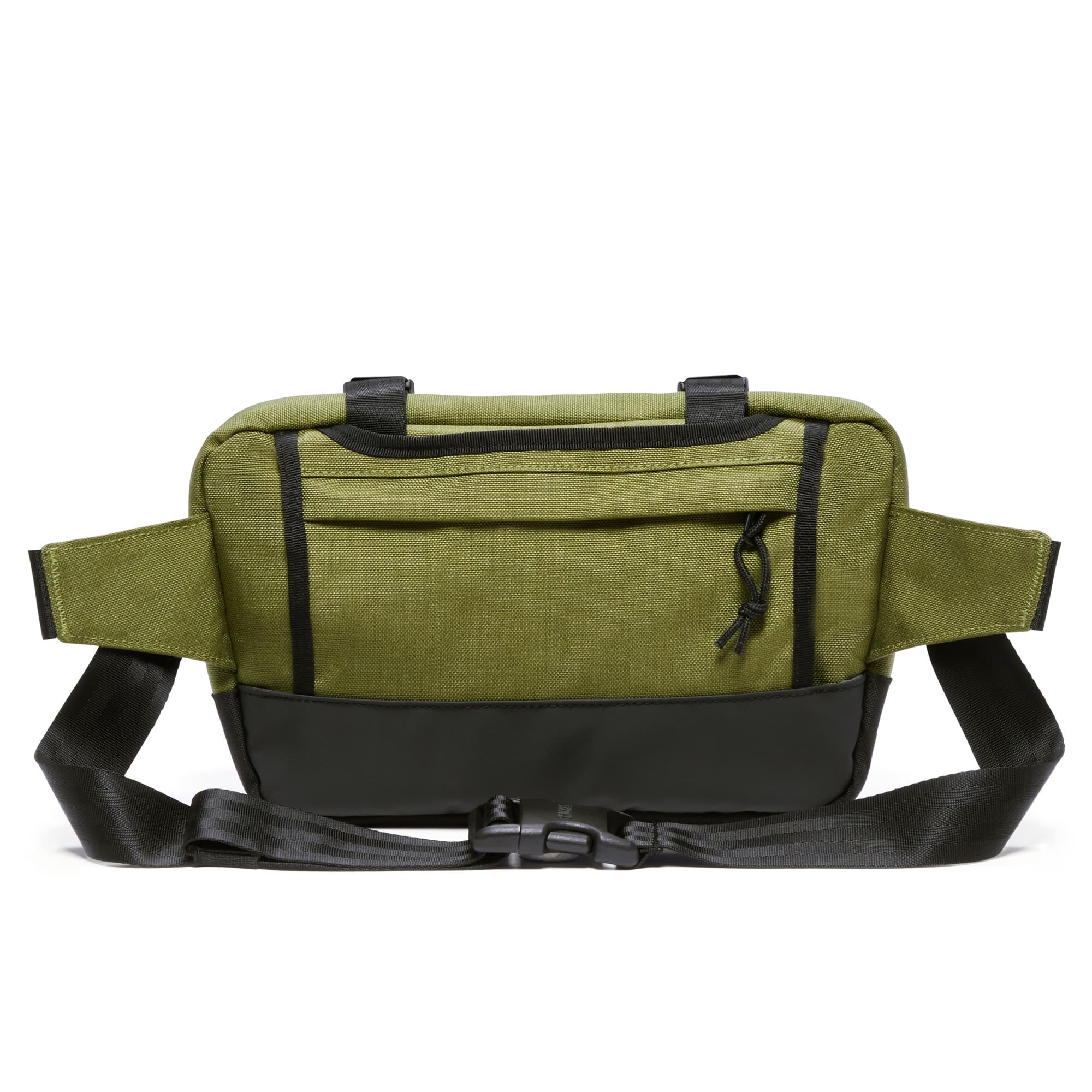 Medium size frame bag & sling in green back view #color_olive branch