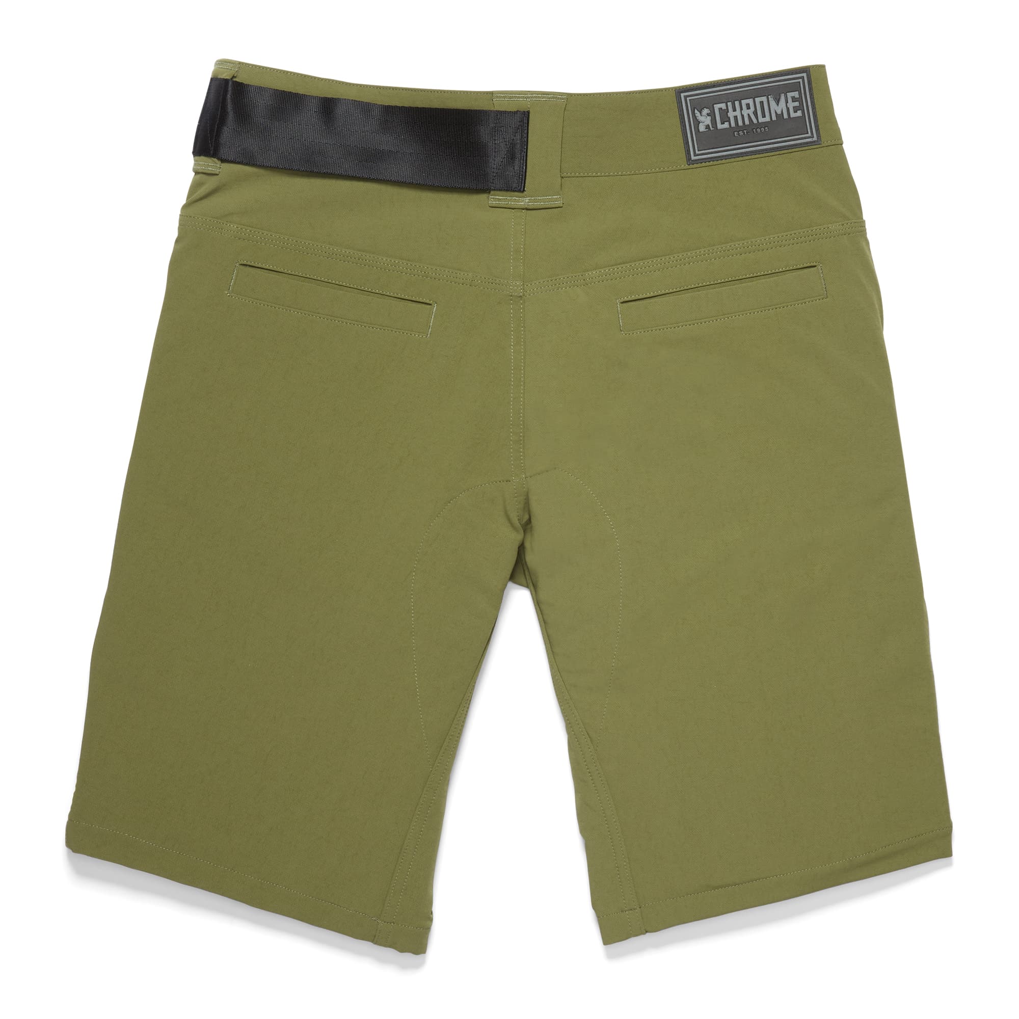 Men's Folsom tech biking Short in green back view #color_olive branch