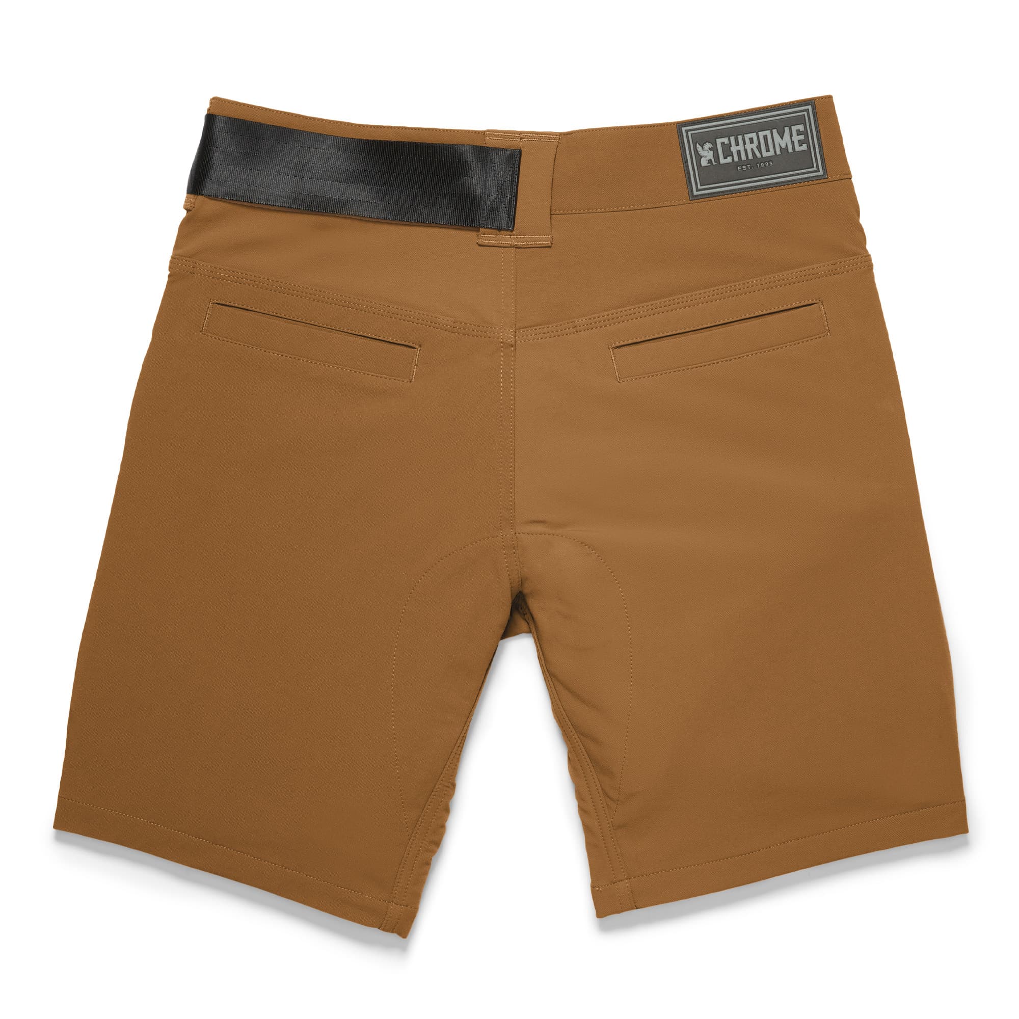 Men's tech Folsom Mid Short in brown back detail #color_monks robe