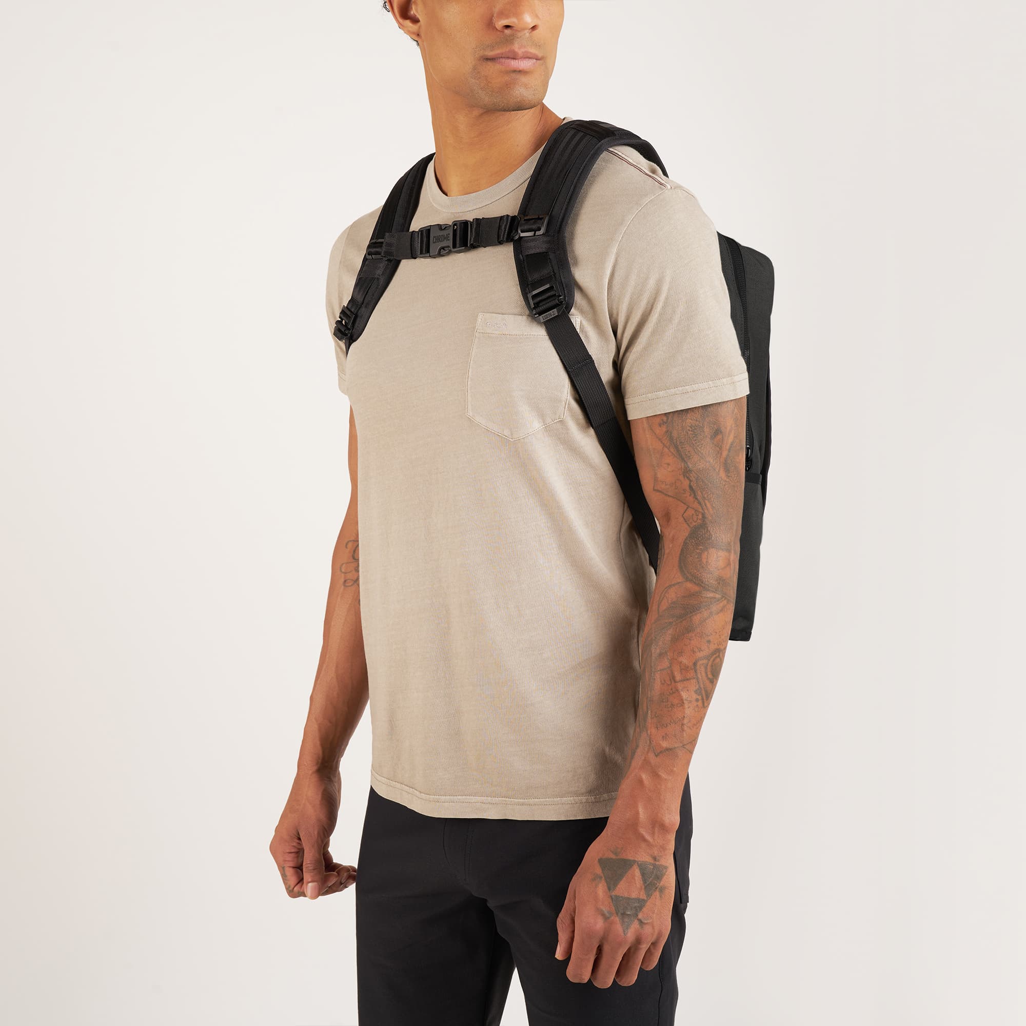 Hondo Daypack in black worn by a man front view