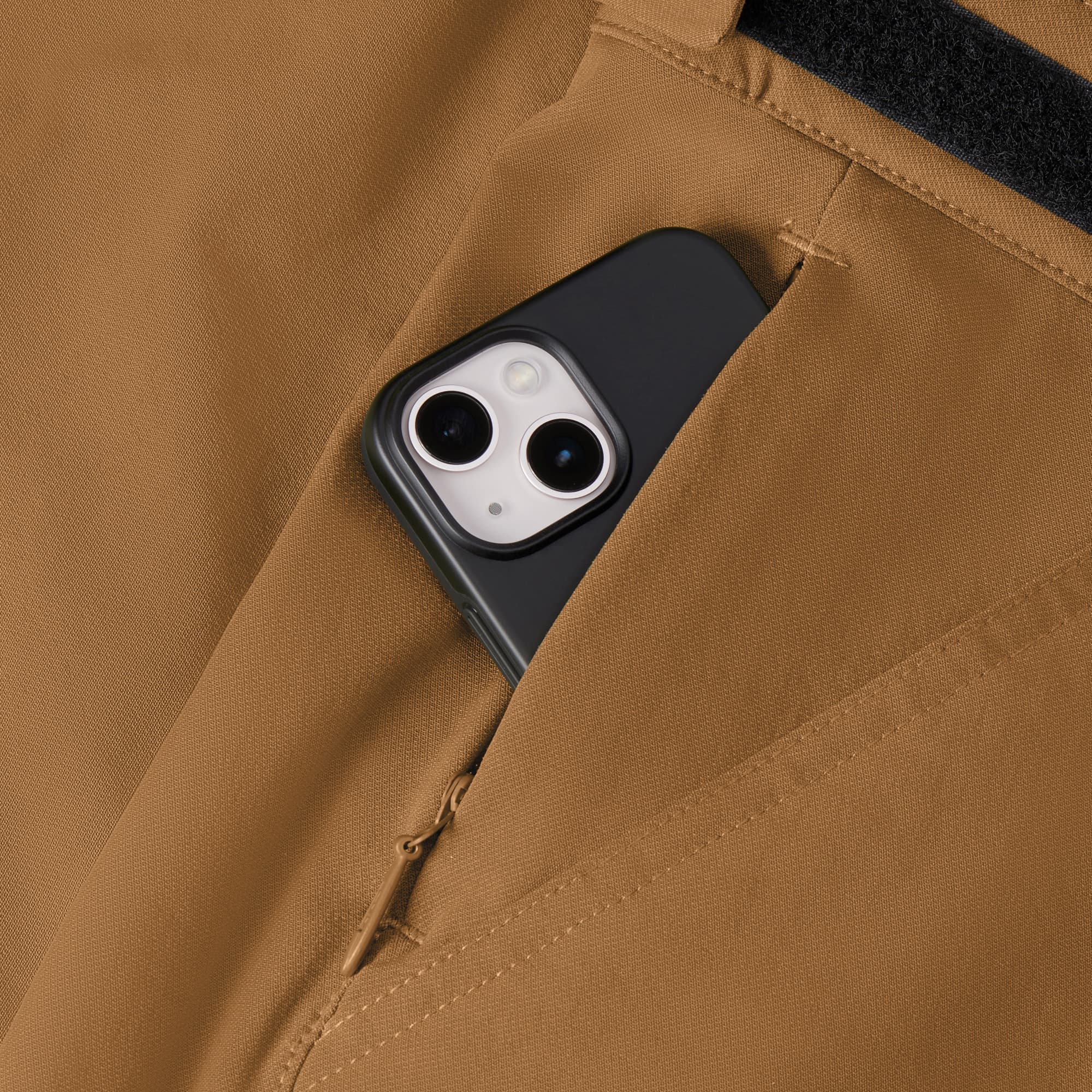 Men's tech Sutro Short in brown pocket detail #color_monks robe