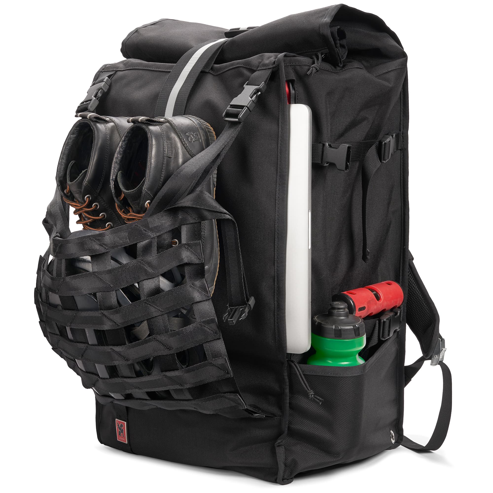 Black Barrage Pro backpack cargo net detail #color_black/red