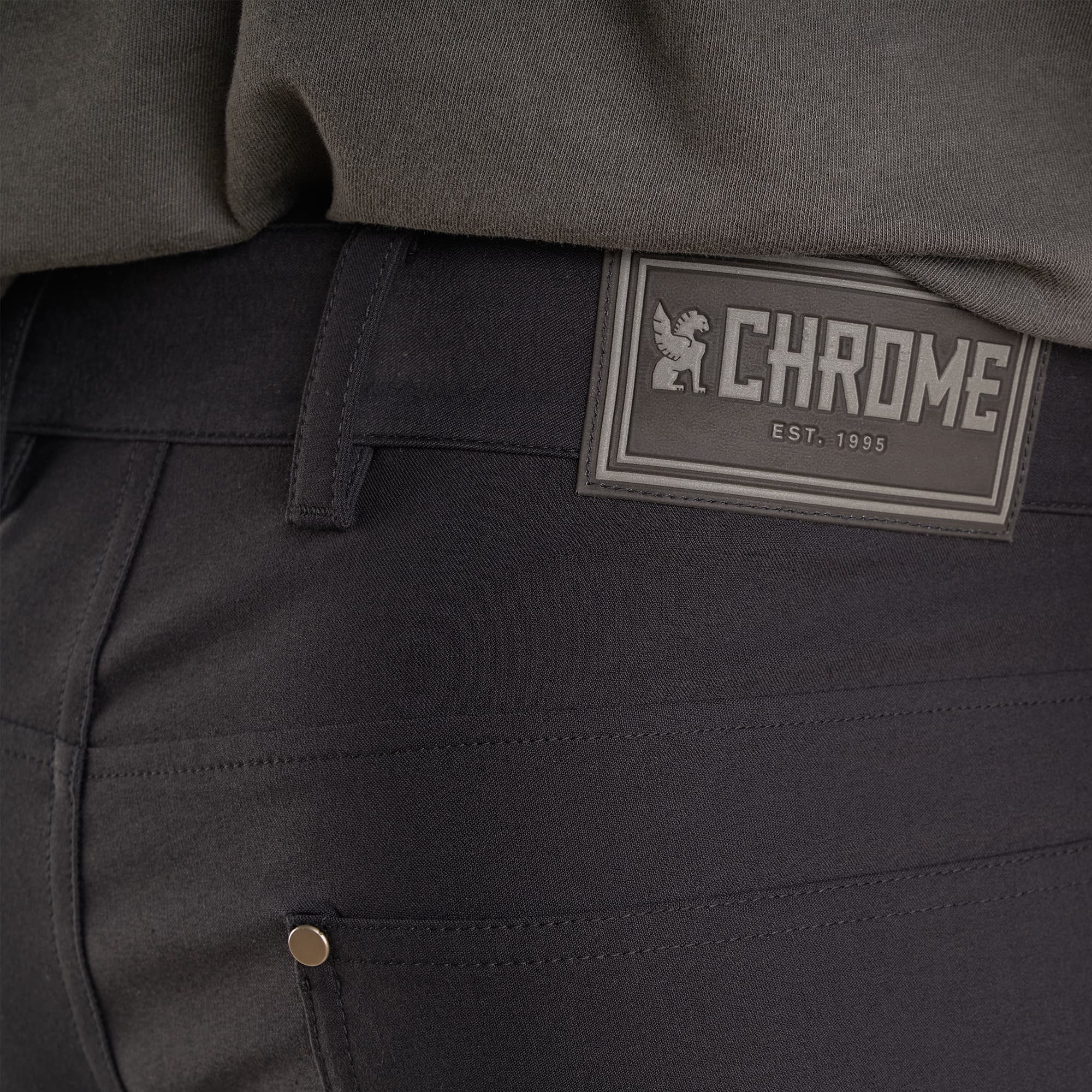 Men's Madrona tech 5-pocket short in black logo patch detail #color_black