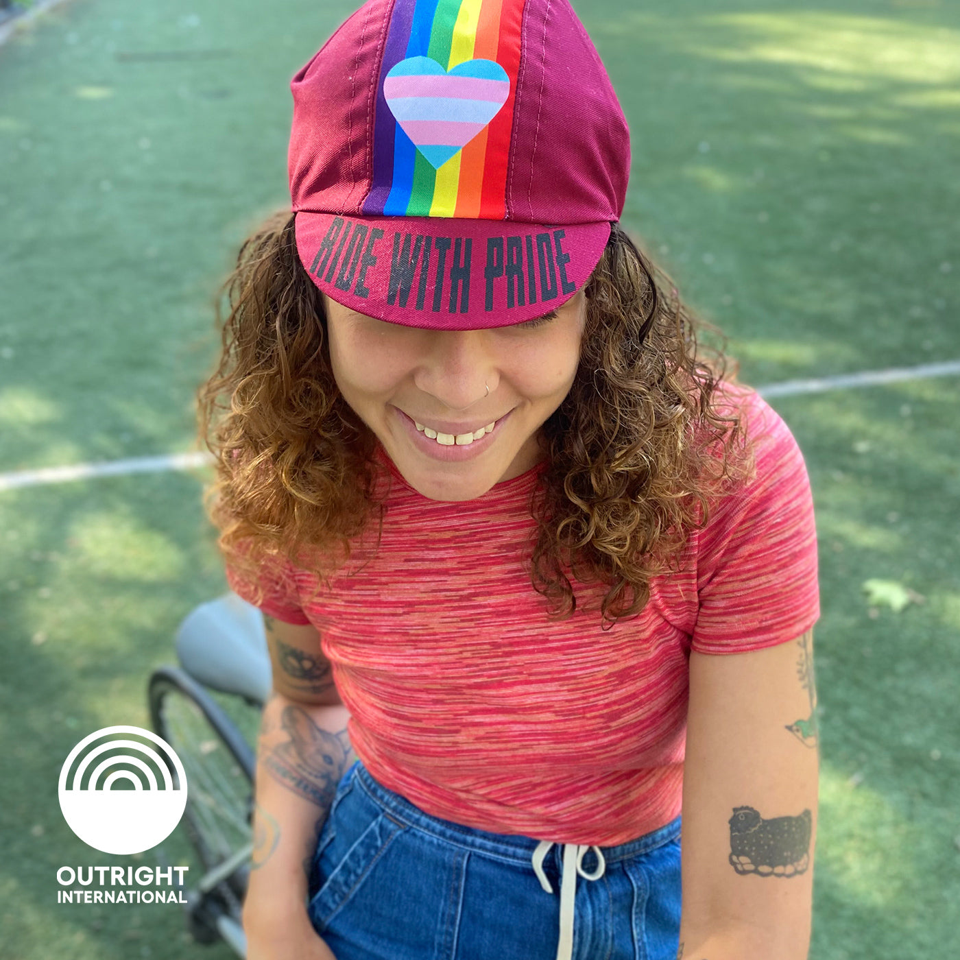 gay's okay hat collaboration on a person