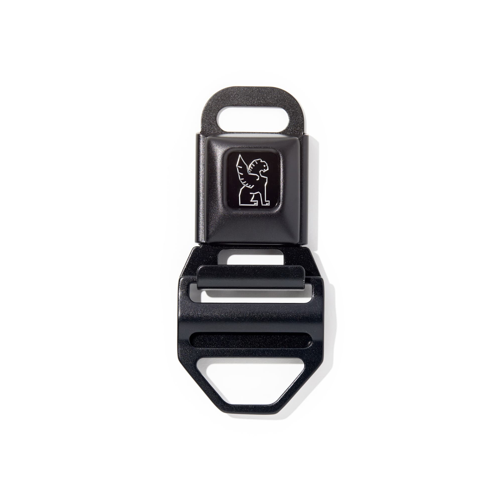 Chrome LG iconic buckle in chrome black clasped #color_black