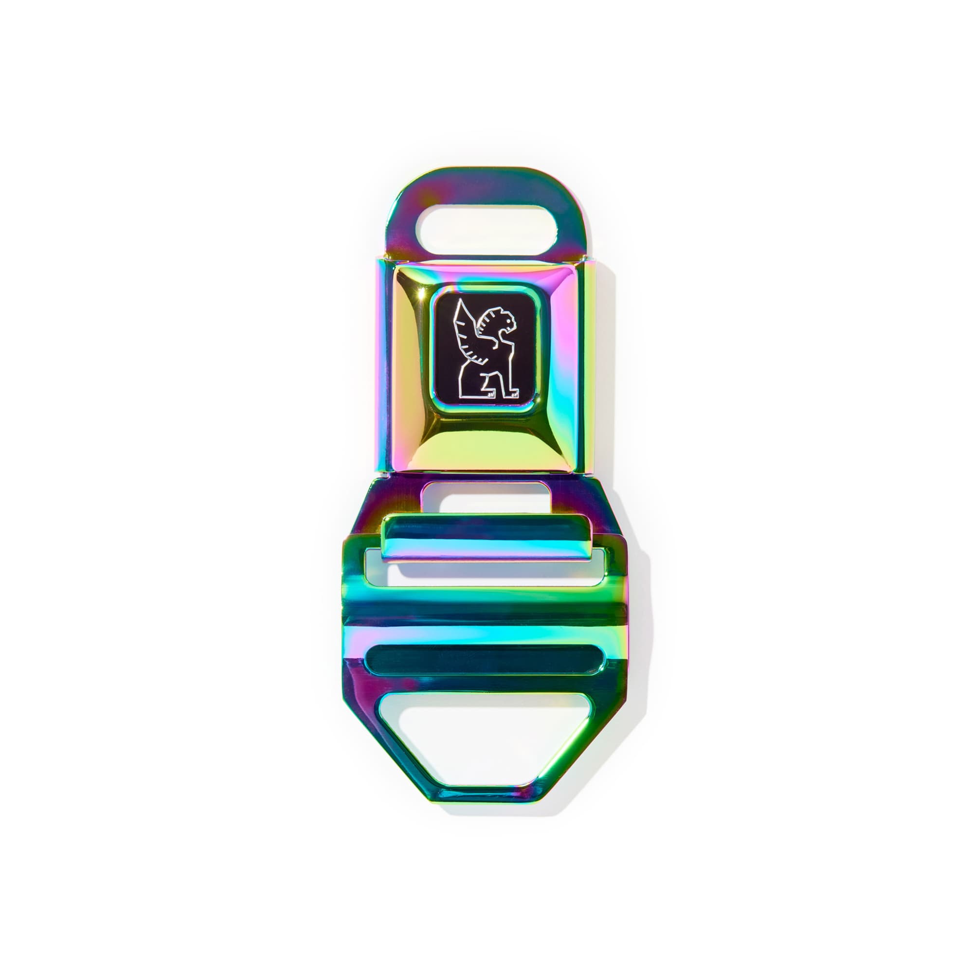 Chrome LG iconic buckle in chrome rainbow clasped #color_rainbow