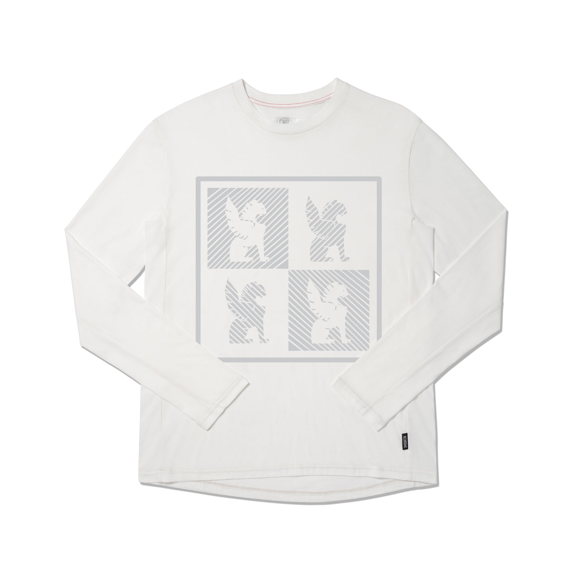 Chrome checkerboard logo tee long sleeve in white #color_white