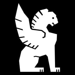 Chrome Logo black background with white Griffin