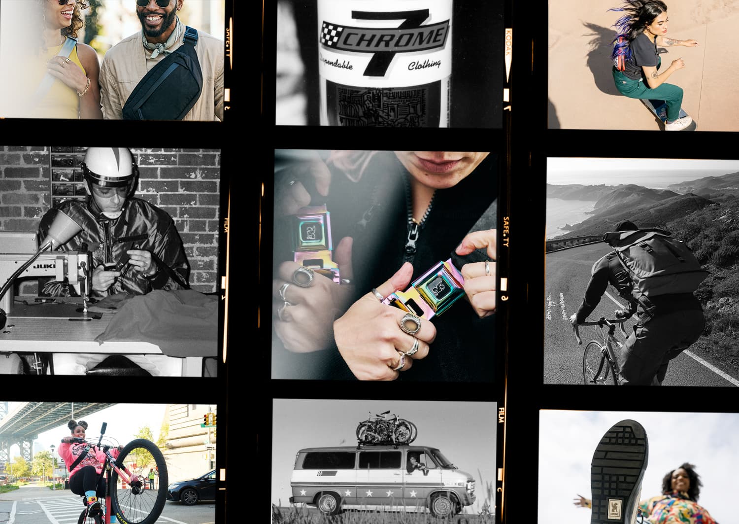 Collage of old Chrome Industries photos