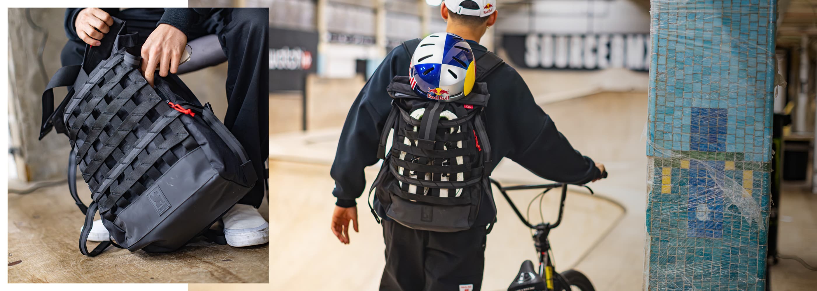 Rim Nakamura riding his bike with a Barrage 22L