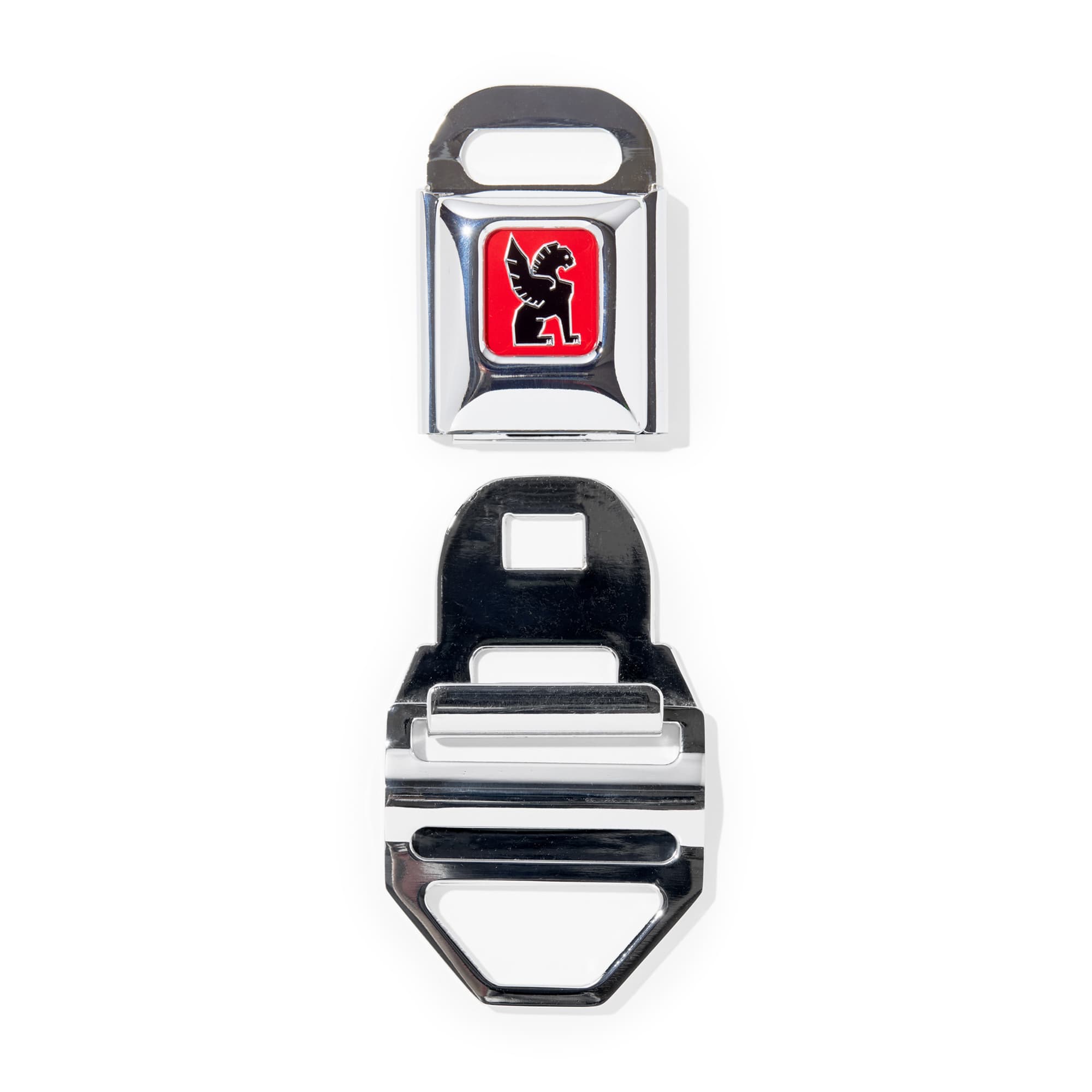 Chrome LG iconic buckle in chrome silver un-clasped #color_chrome