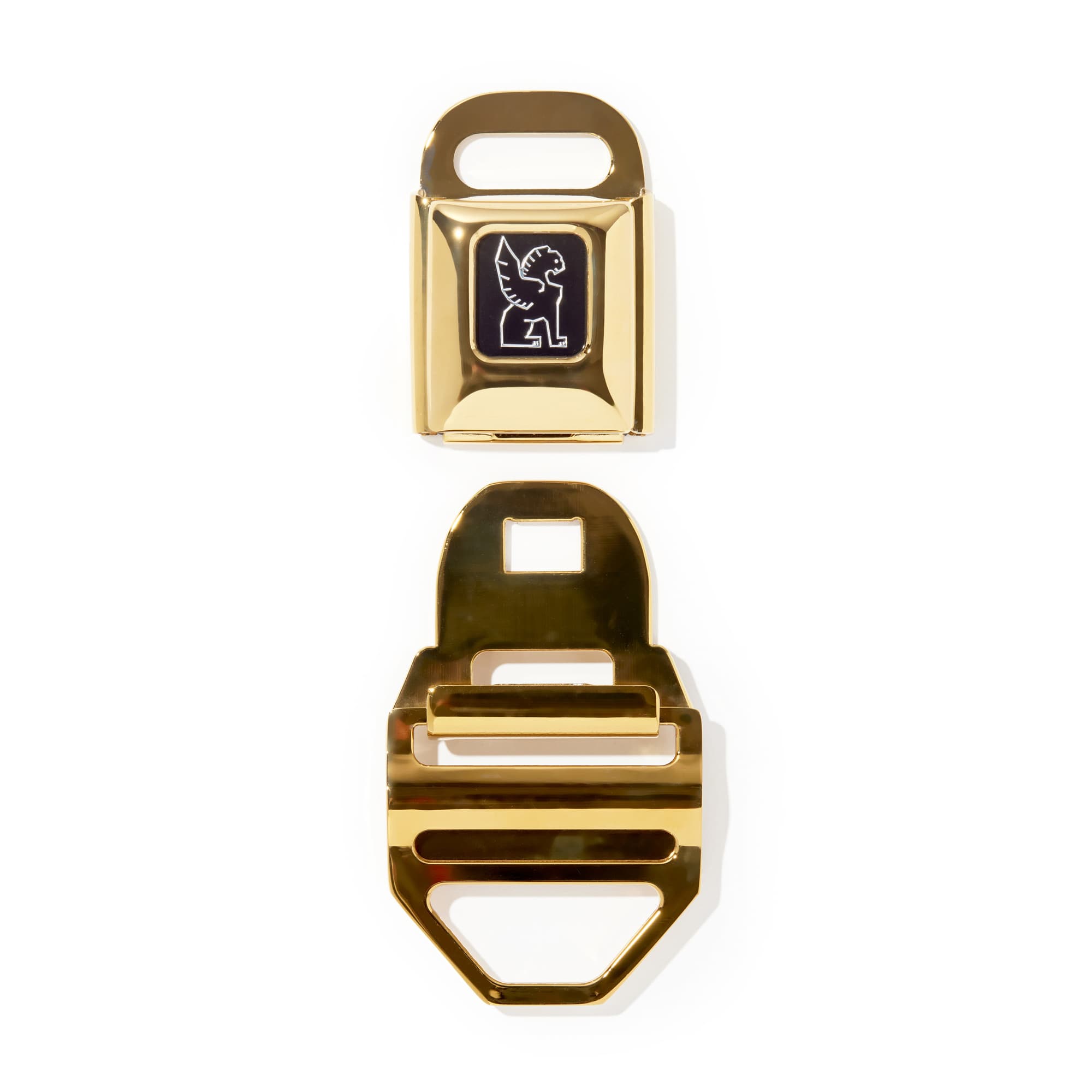 Chrome LG iconic buckle in gold un-clasped #color_gold