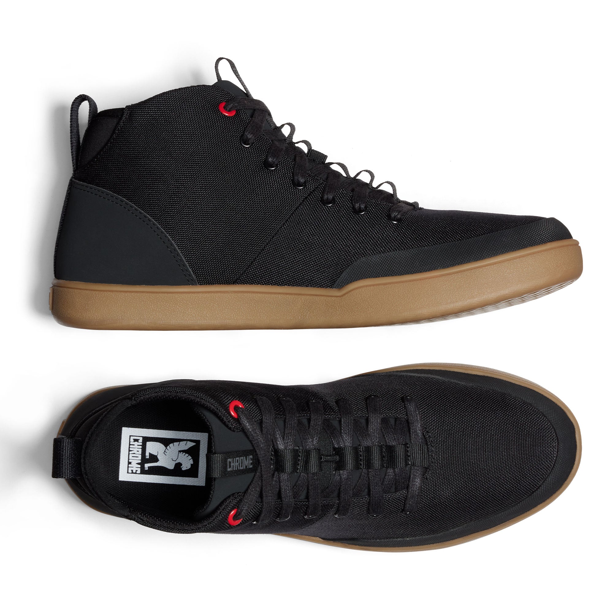 Bromley mid sneaker in black side view #color_black gum