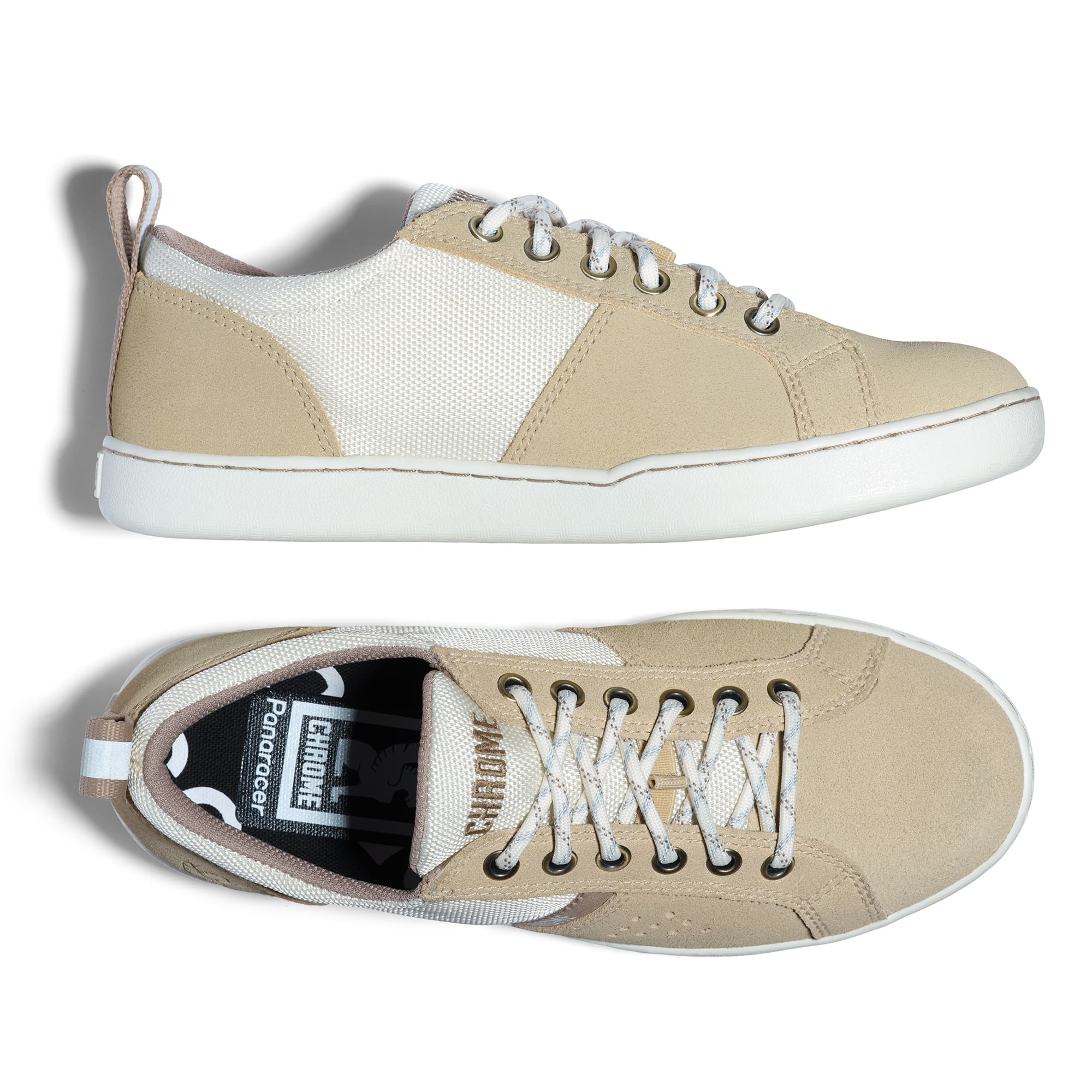 Inside the Sylvan Sneaker in beige with a white sole #color_desert/cloud