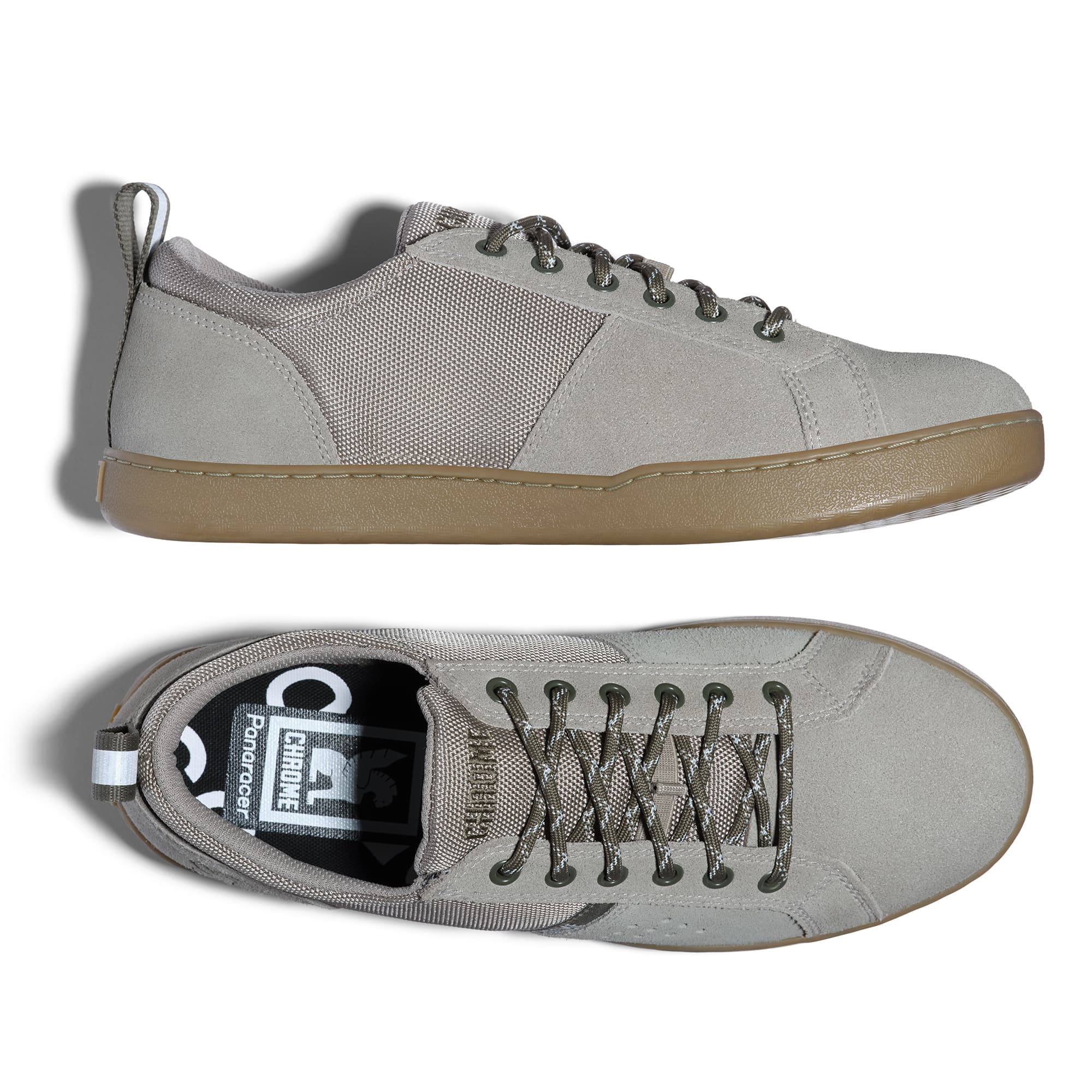 Inside the Sylvan Sneaker in sage with a brown sole #color_sage/gum