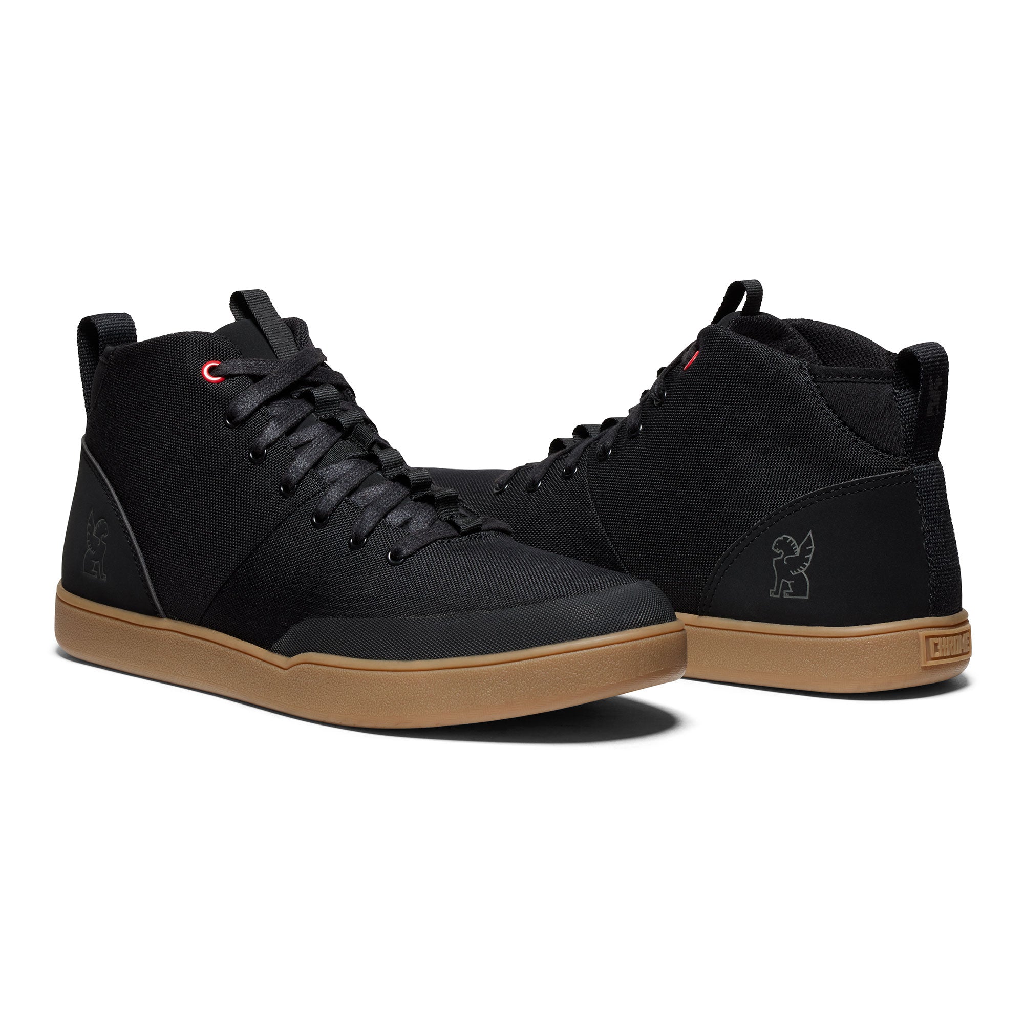 Bromley mid sneaker in black front back view #color_black gum