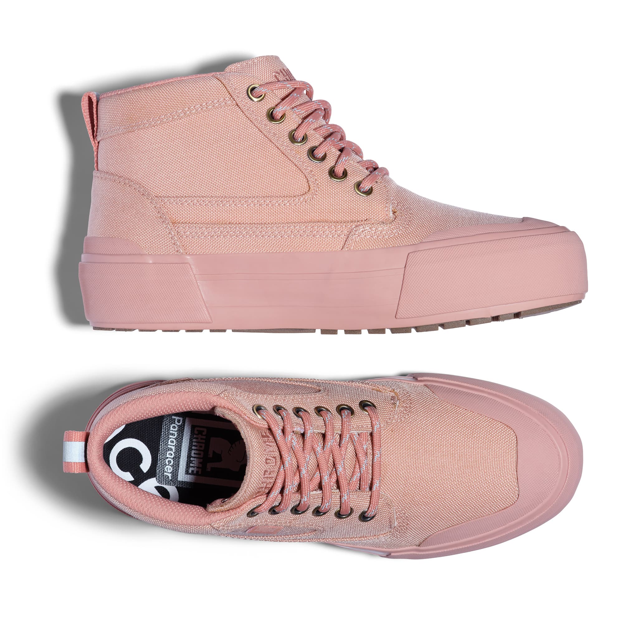 Both boots of the 415 Stacked Boot in pink #color_dusty rose