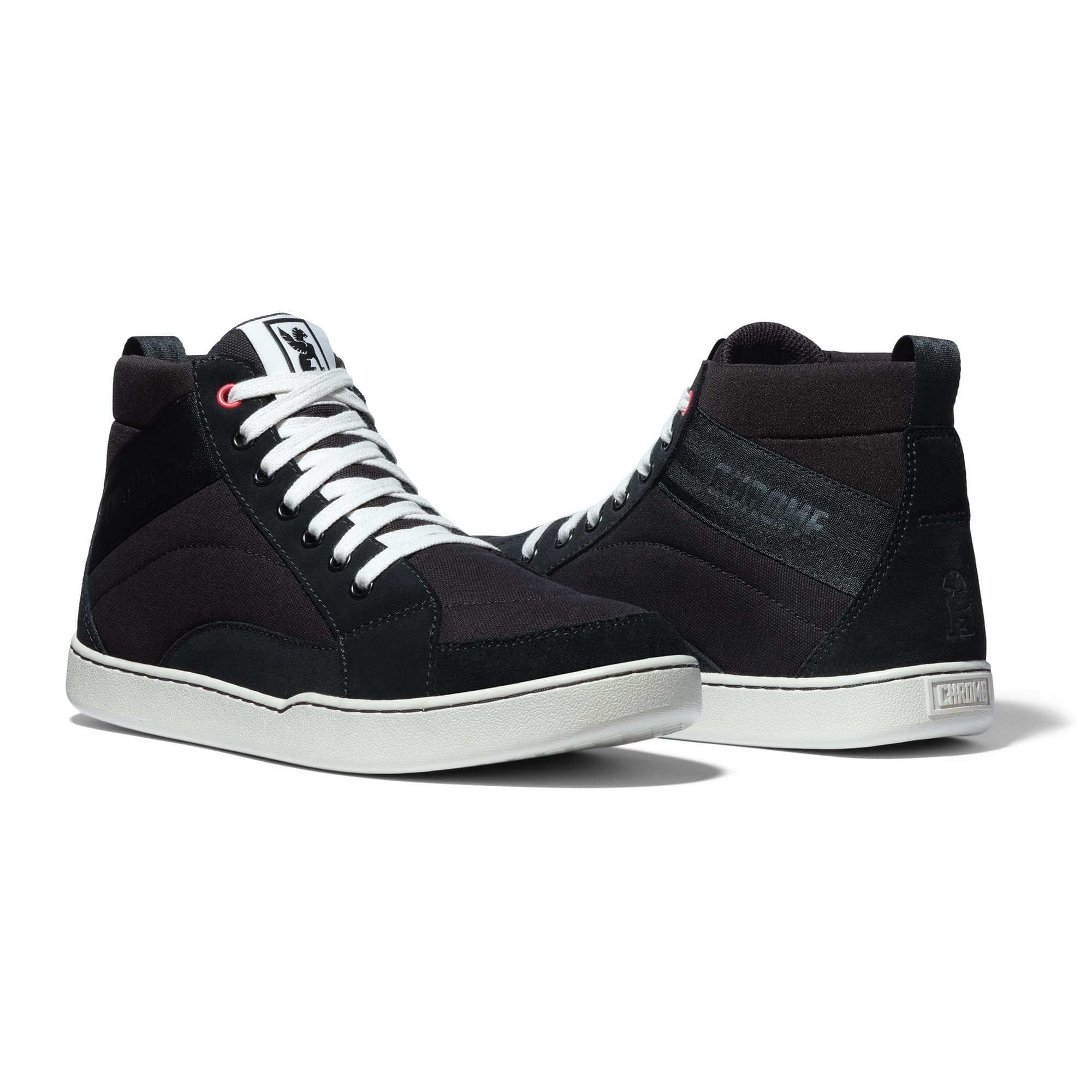 Front and back of the Foster high top in black with a white sole #color_black / white