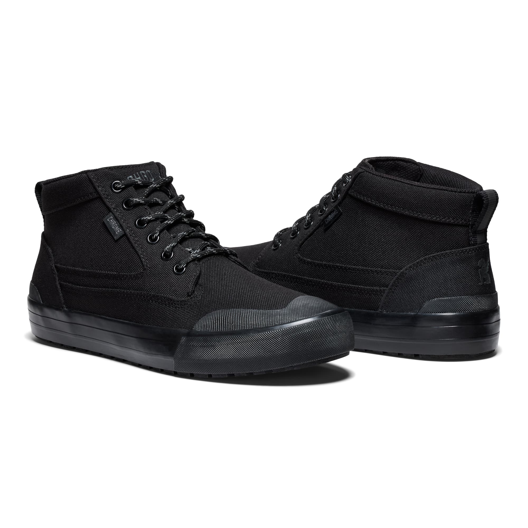 415 Nylon boot in black front and back view #color_black / black