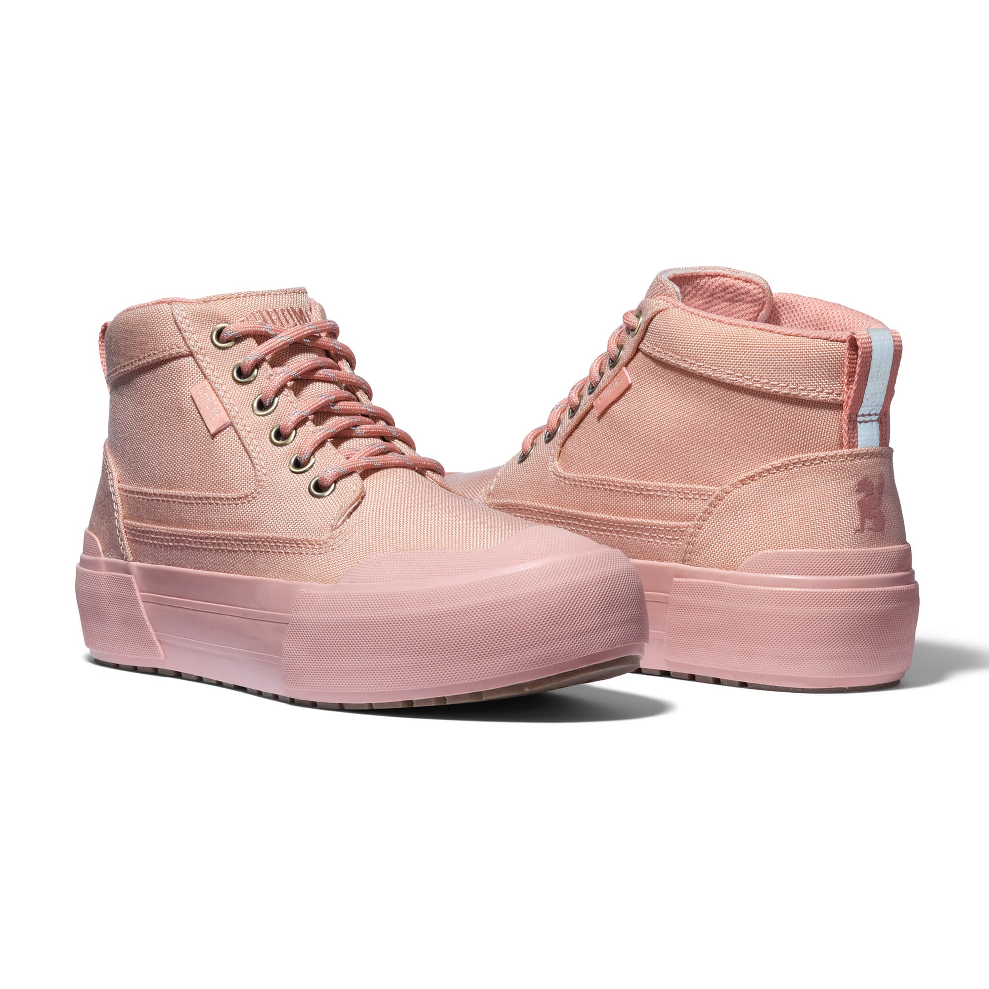 Side by side the 415 Stacked Boot in pink #color_dusty rose