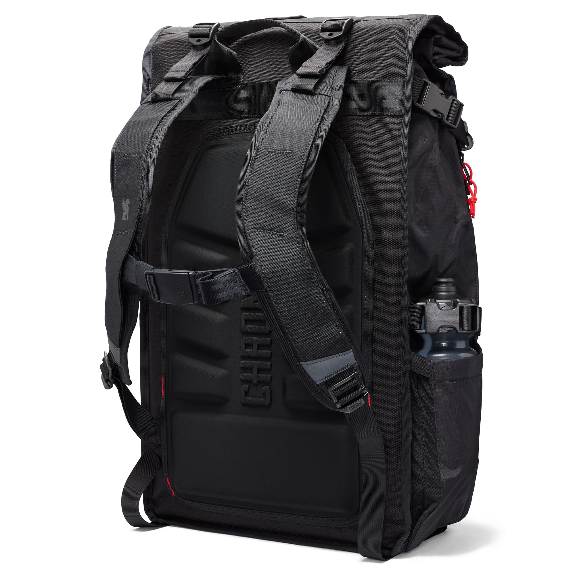 Back of the Barrage backpack 34L in reflective black #color_black xrf