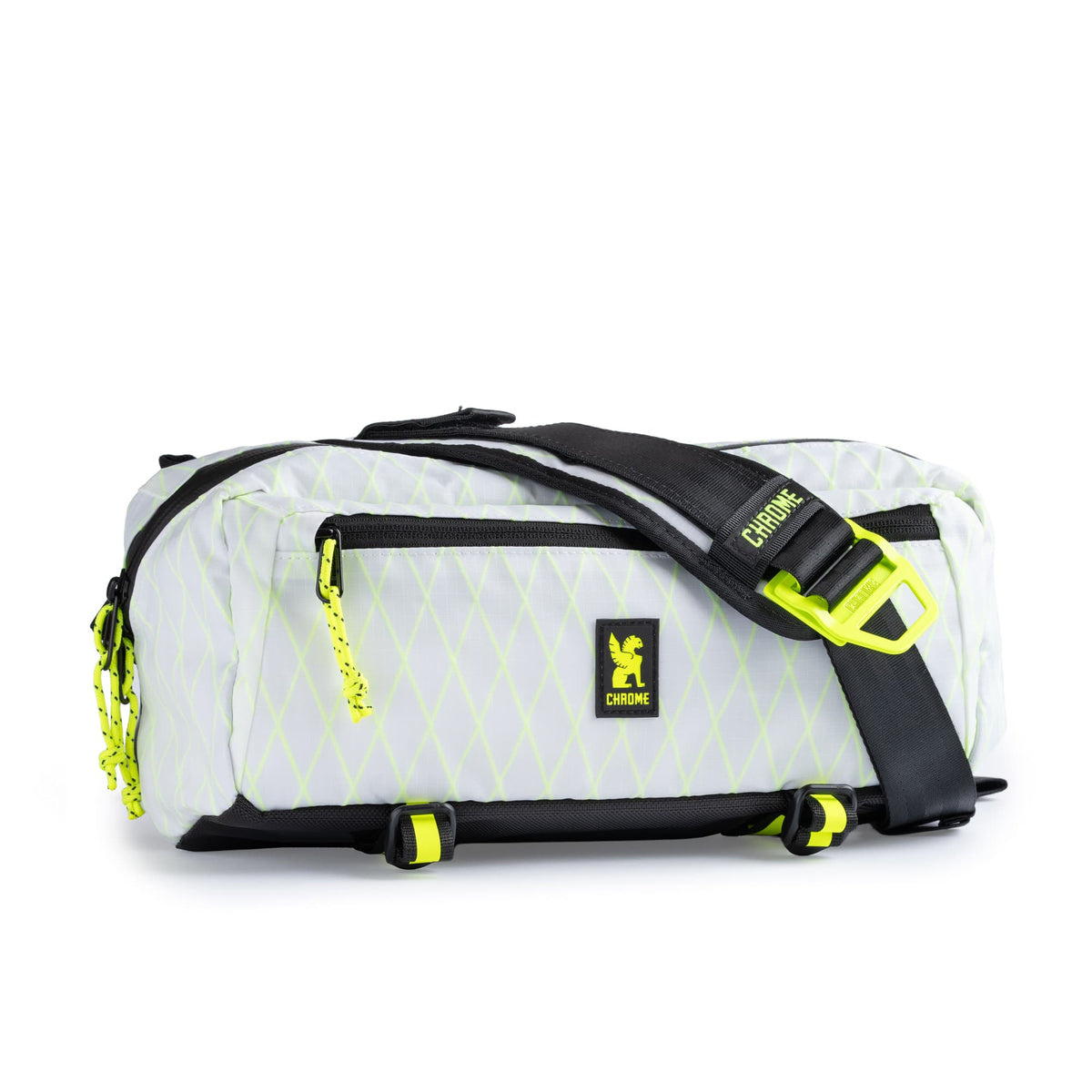 The new color Mini Kadet Sling in White Yellow Neon X #color_White / Neon Yellow X