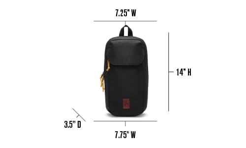 measurements of the Ruckas Sling bag in black
