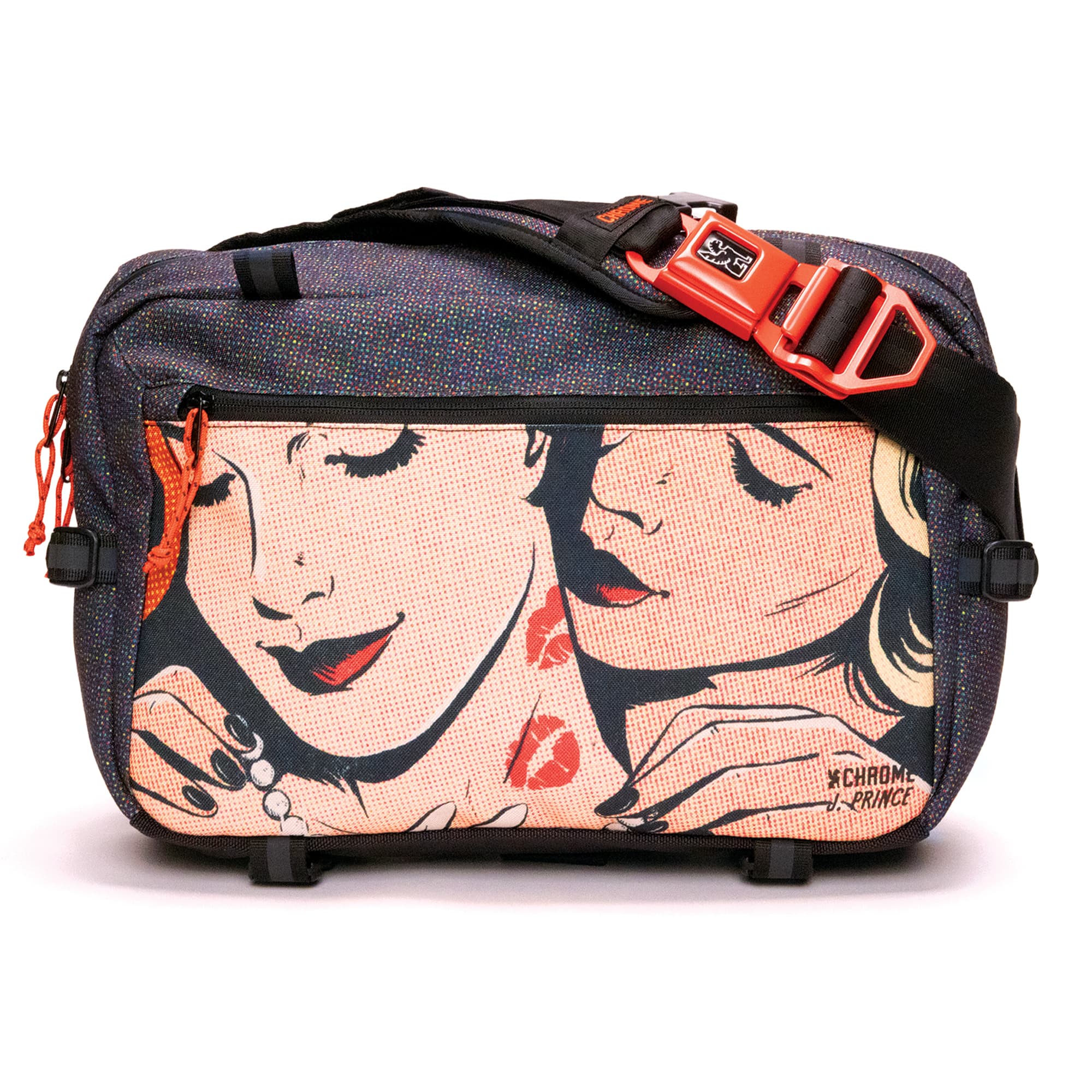 The full front of the Chrome x J Prince Kadet Max Pride Bag #color_j prince