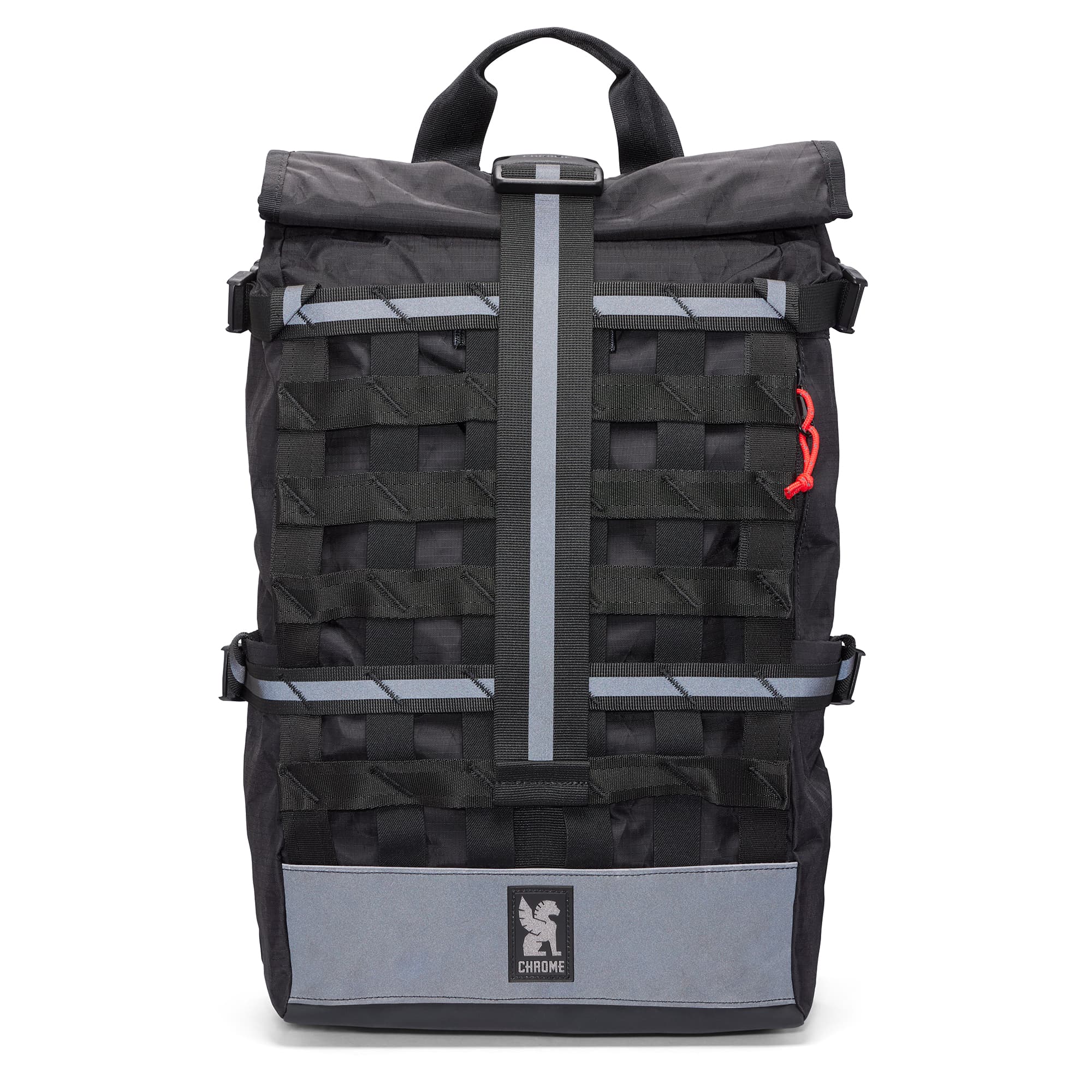 Front of the Barrage backpack 22L in reflective black #color_black xrf