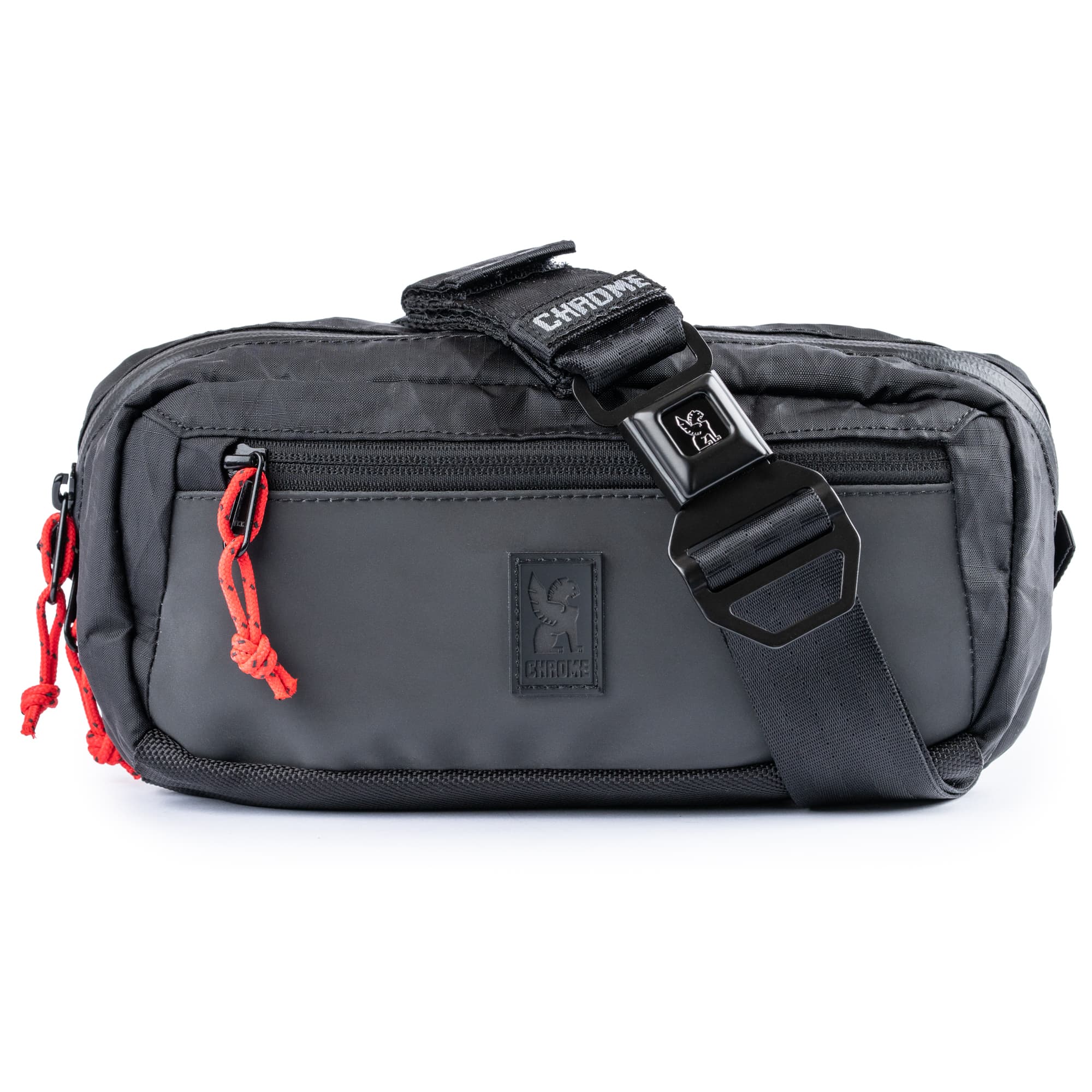 The full front of the new Micro Kadet 3L crossbody in Black X reflective #color_black reflective