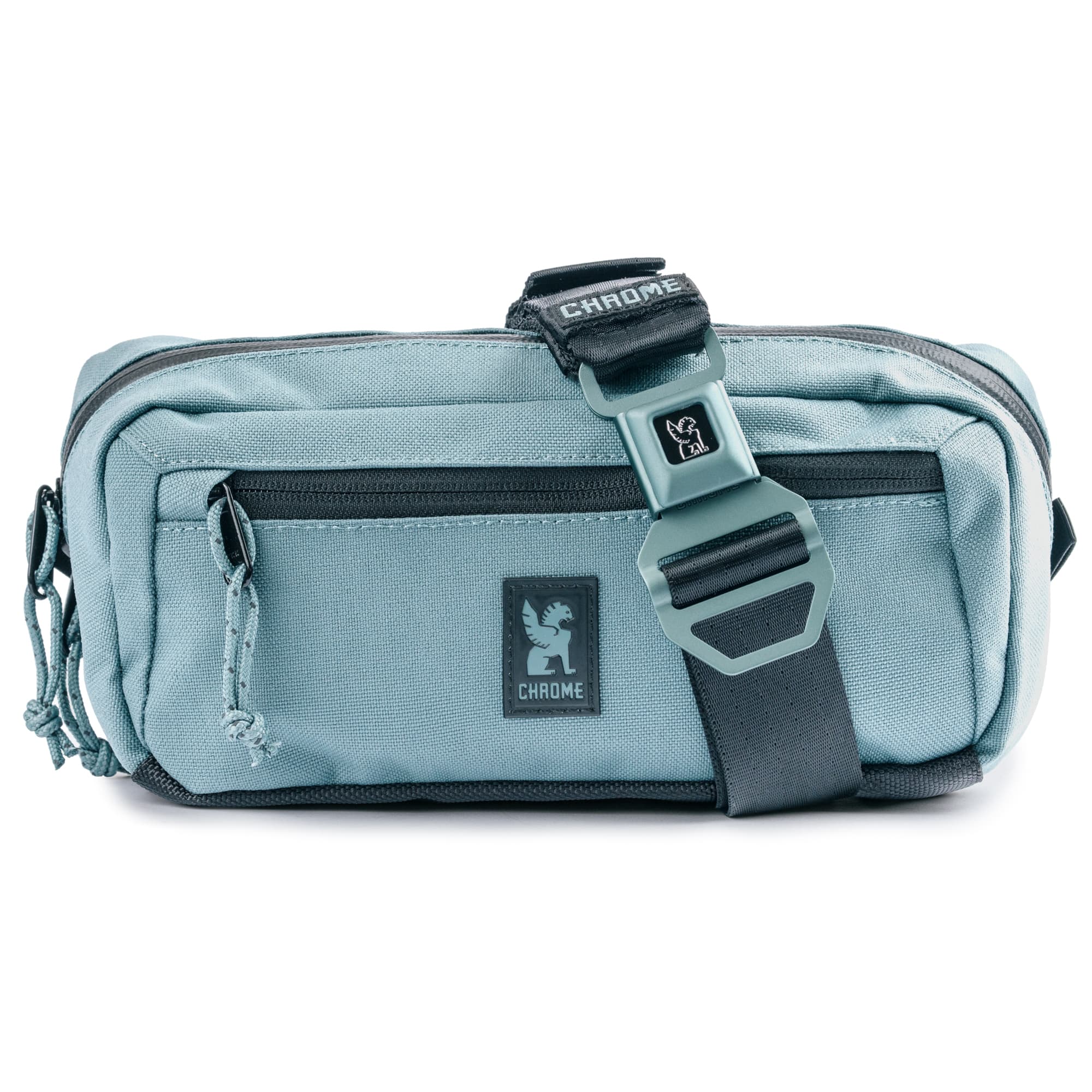 The full front of the new Micro Kadet 3L crossbody in Steel Blue #color_steel blue