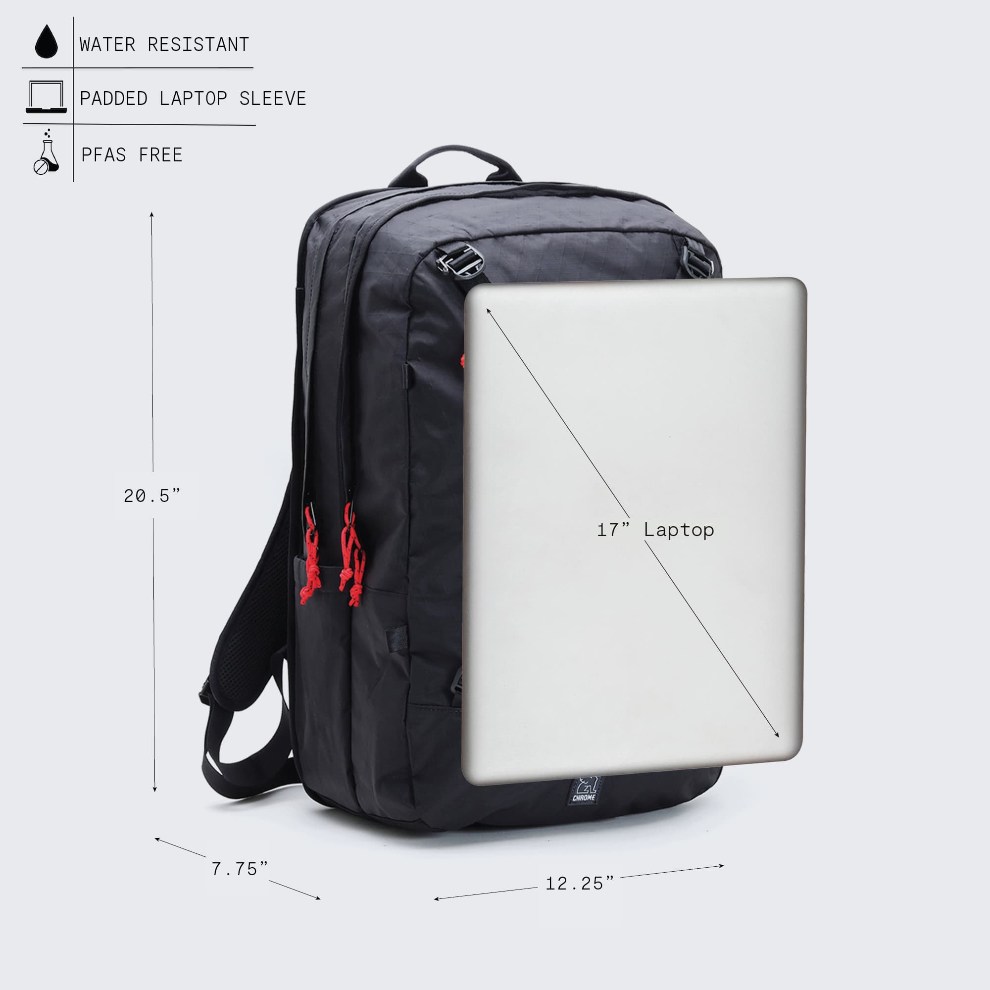 Sizing information for the Cohesive in Black X ripstop fabric #color_black x
