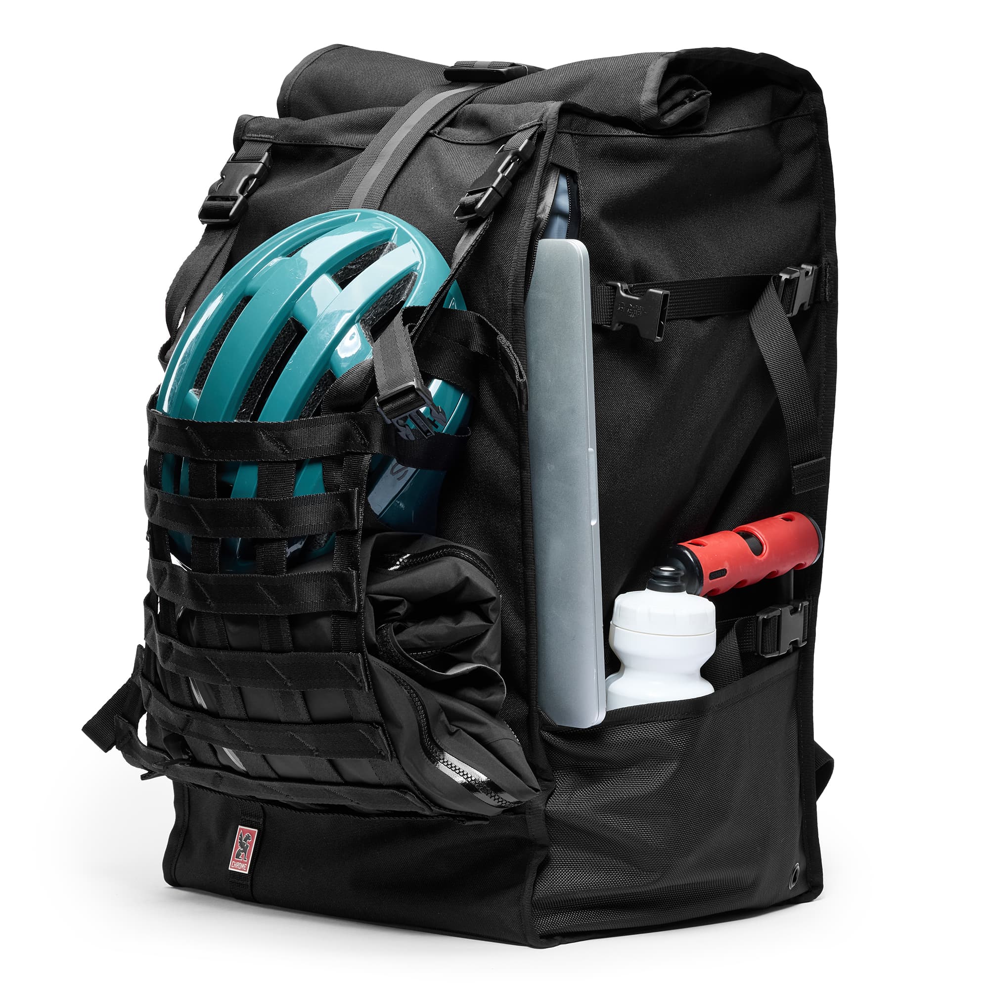 The Barrage Pro 80L Pack in black packed out