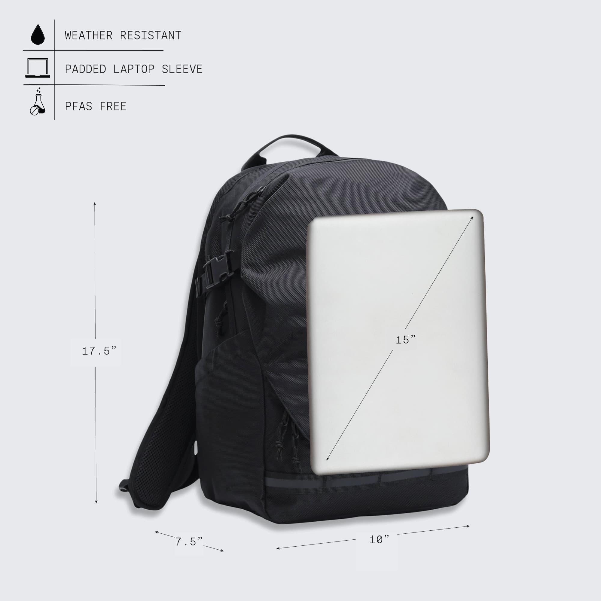The measurements for the Extlek 24L Pack