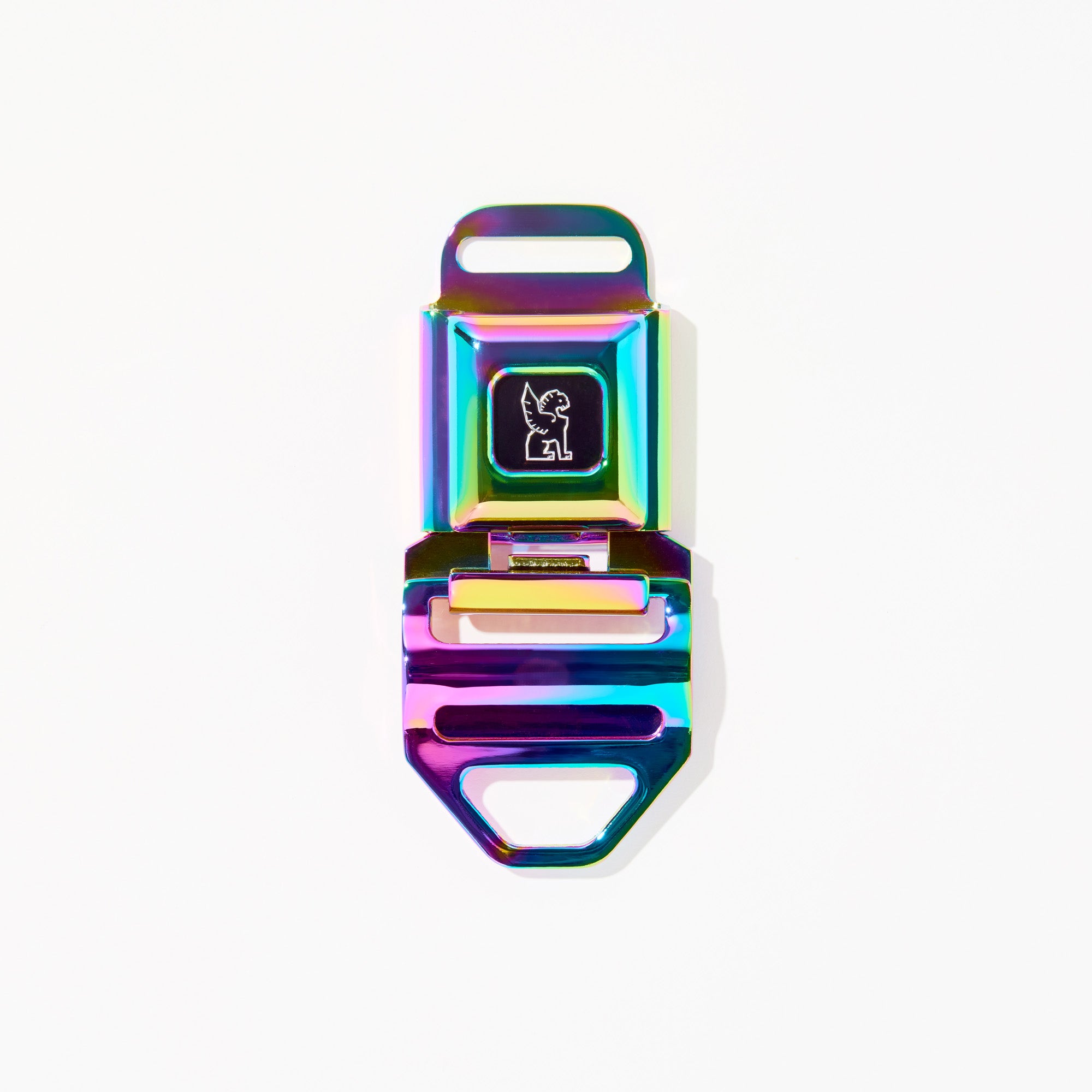 Iconic Chrome MD size seatbelt buckle in rainbow #color_rainbow