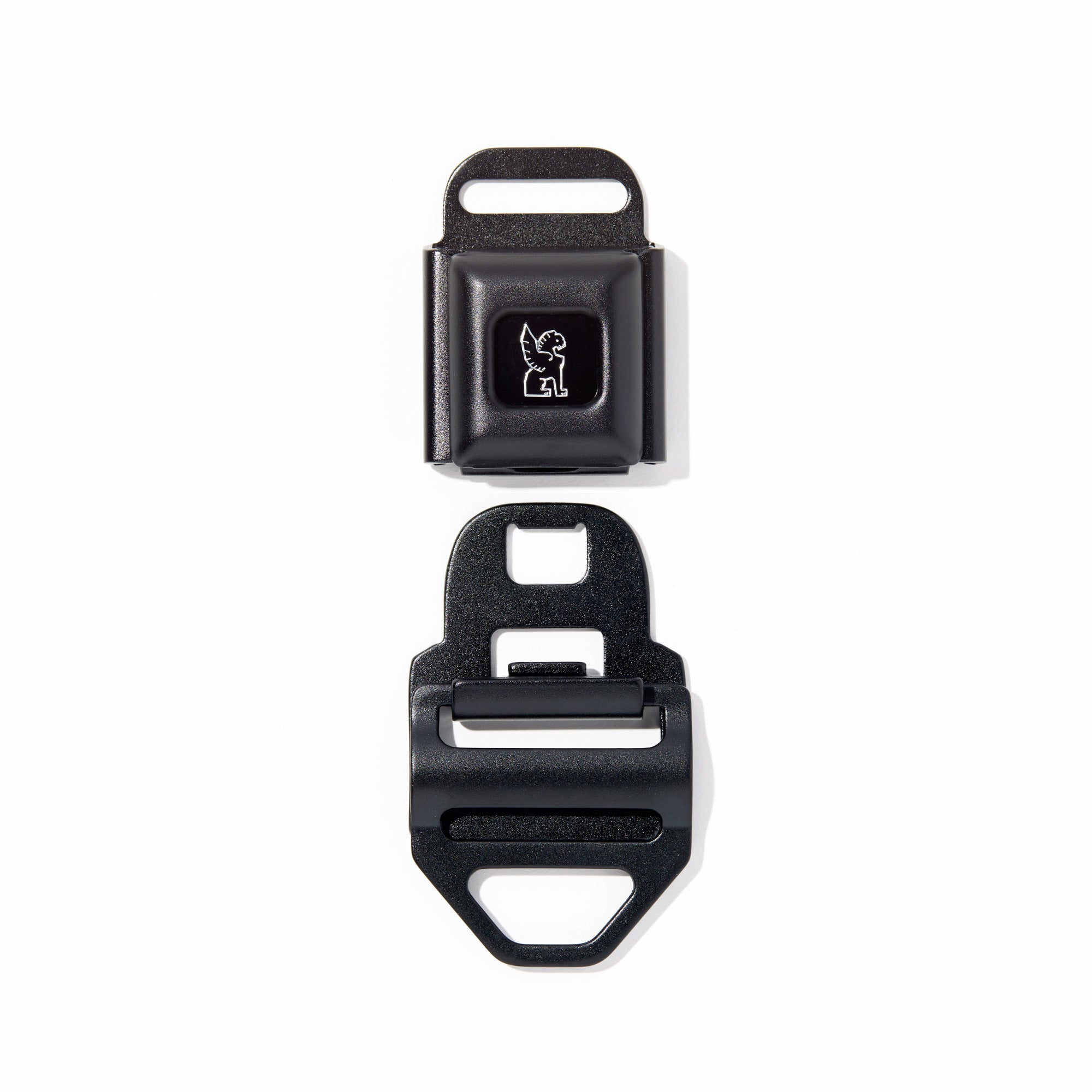 Iconic Chrome MD size seatbelt buckle in black opened #color_black