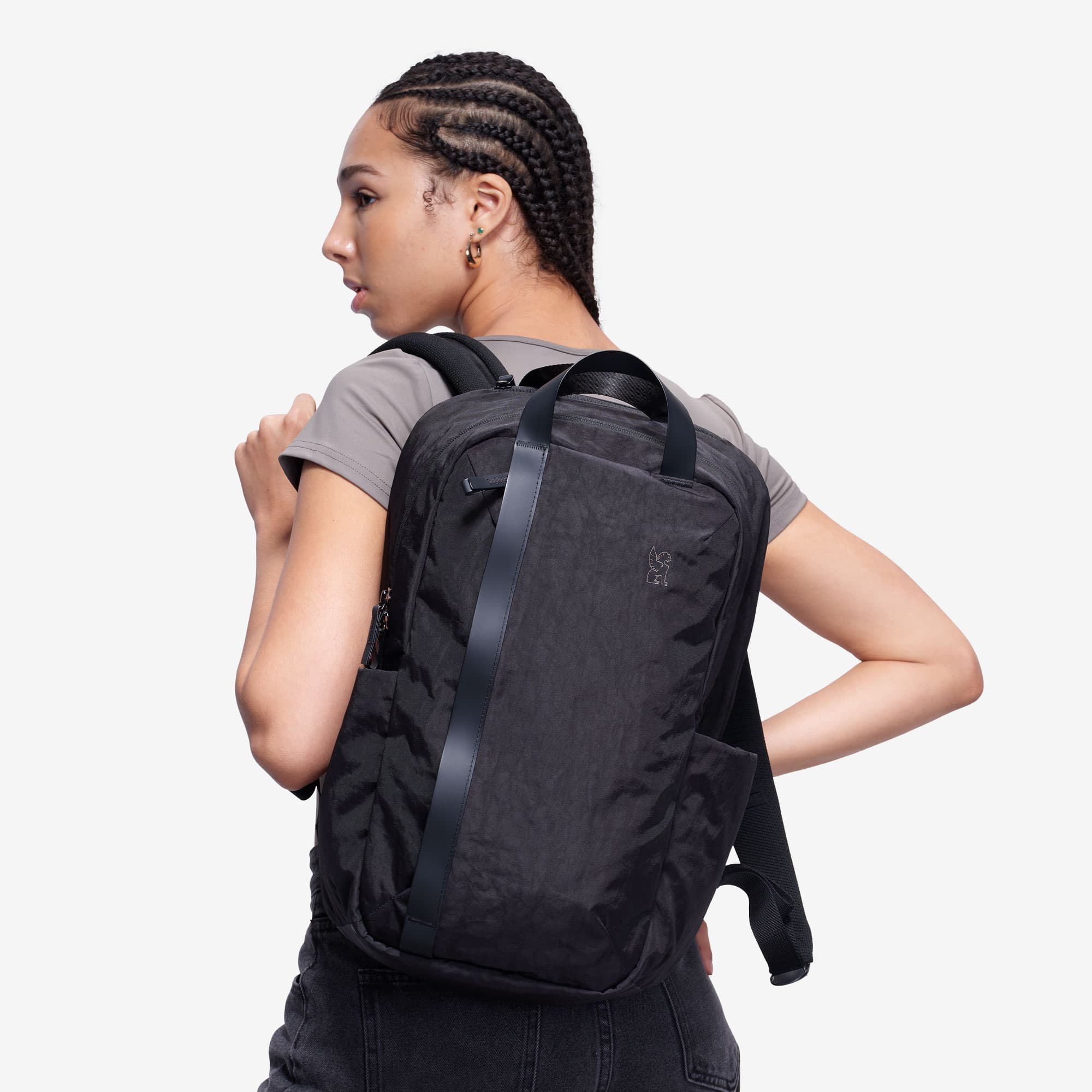 Highline backpack worn by a woman