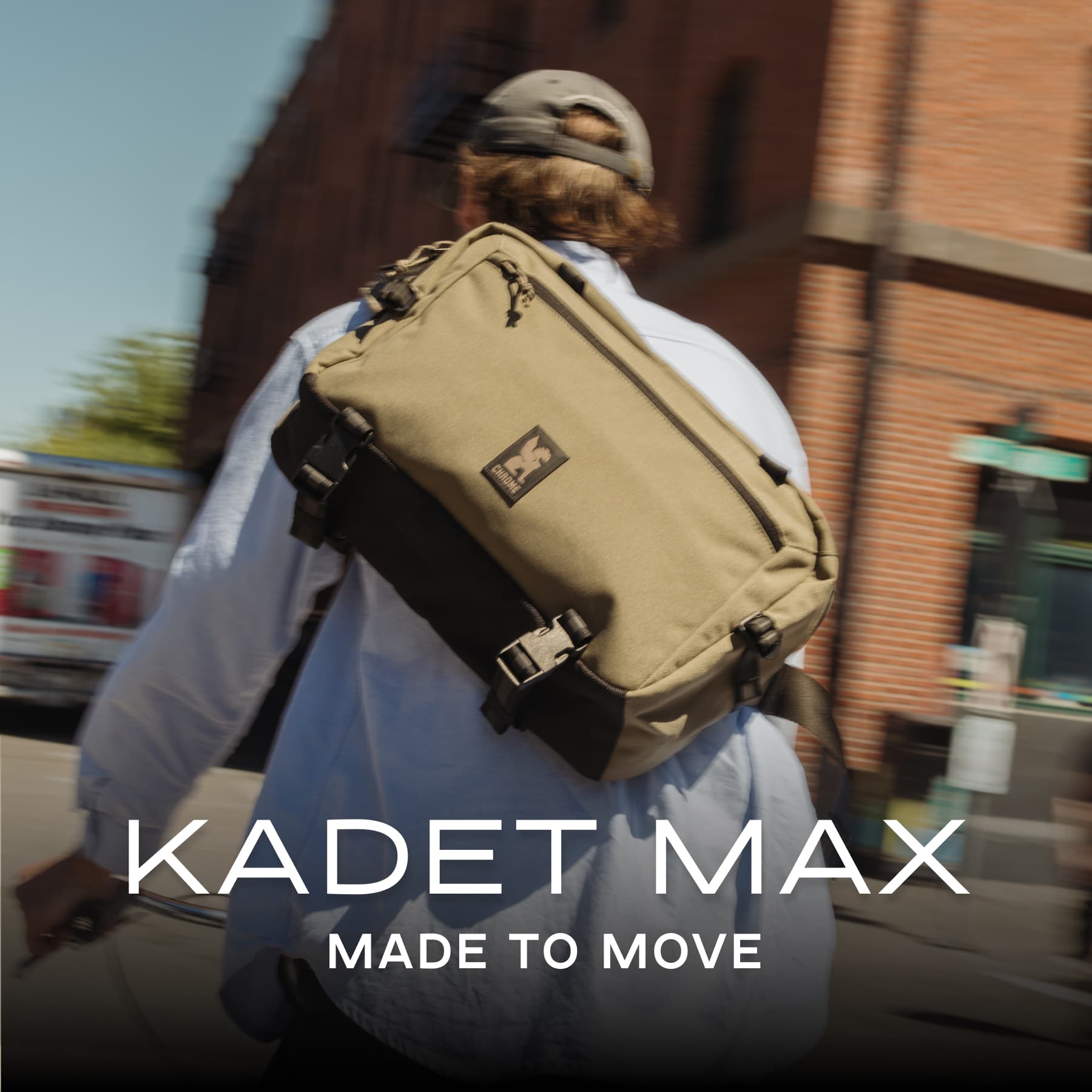A guy riding in the Kadet Max in Coyote brown