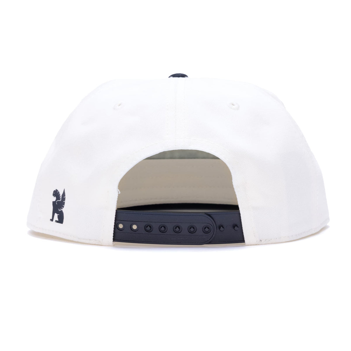 The snap back of the White JP hat with black print #color_white / black