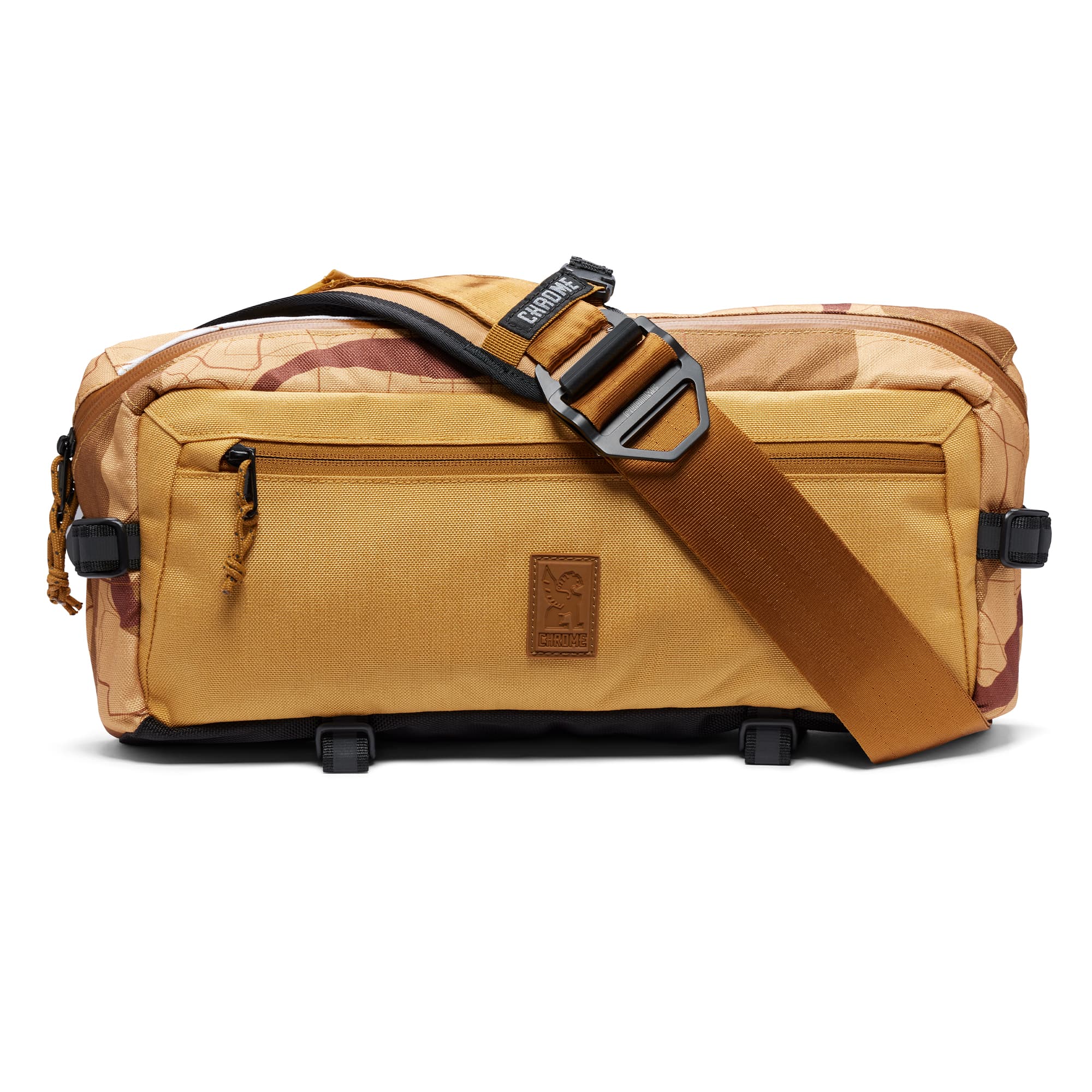 The full front of the Kadet Slide Sling in gold #color_amber heatmap