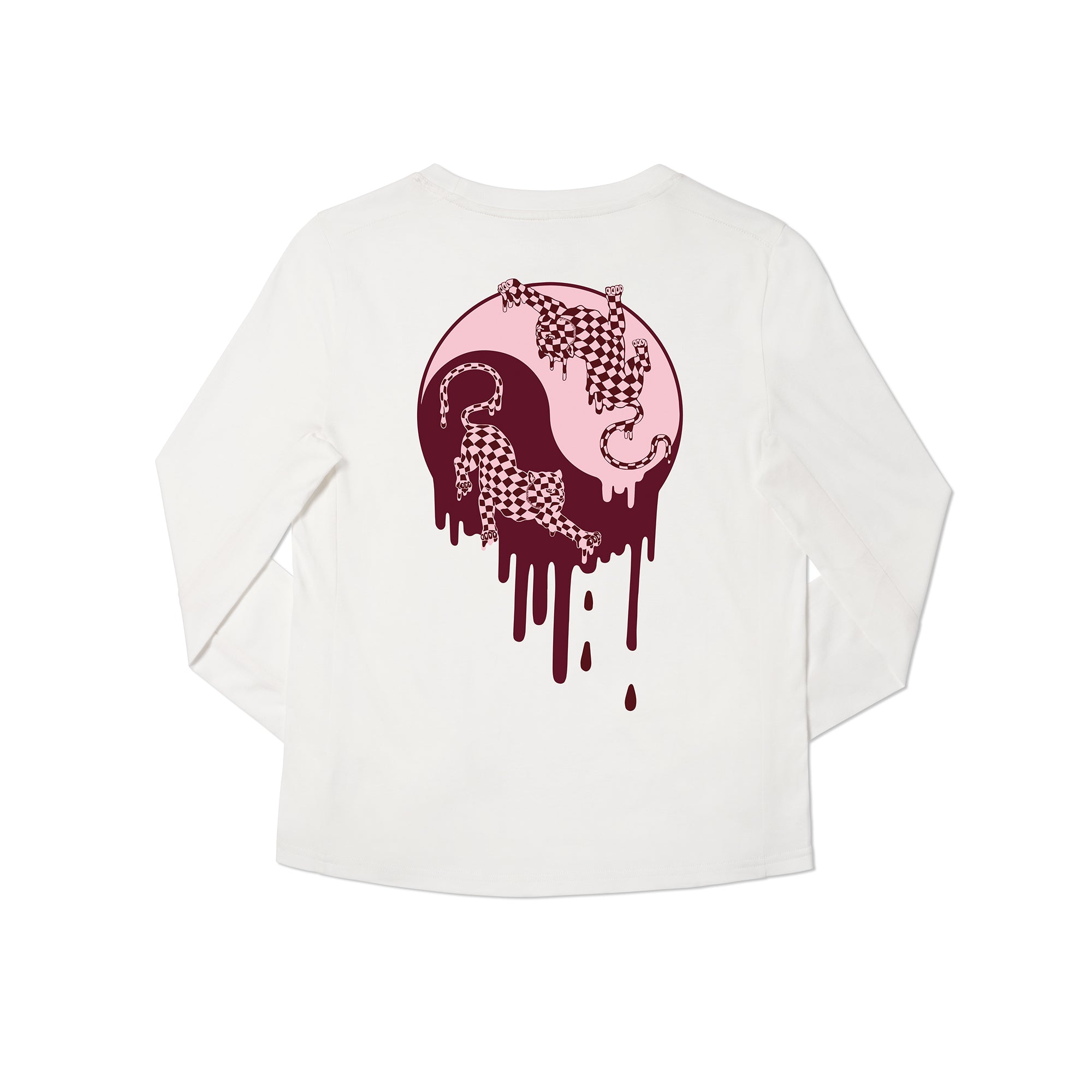 Womens artist tee in white long sleeve back view #color_white