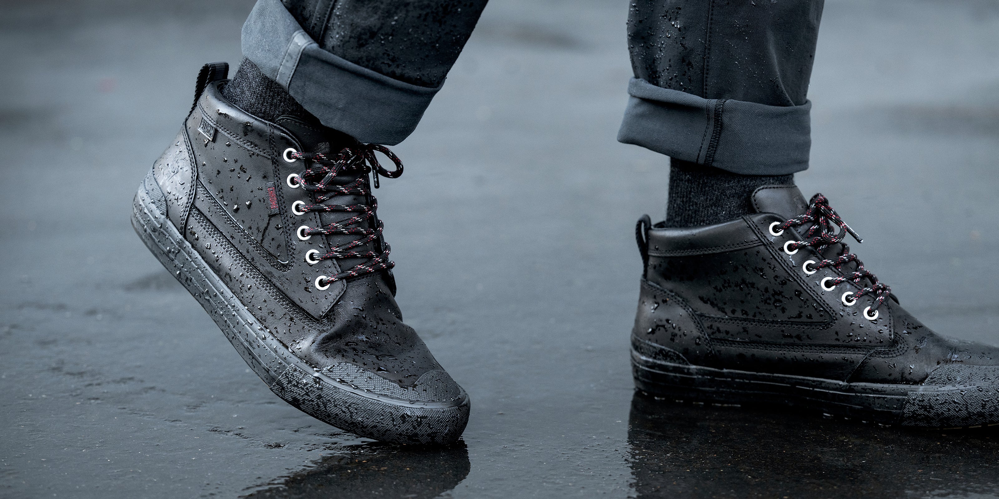Storm 415 Waterproof boot shown on a guy walking desktop image size