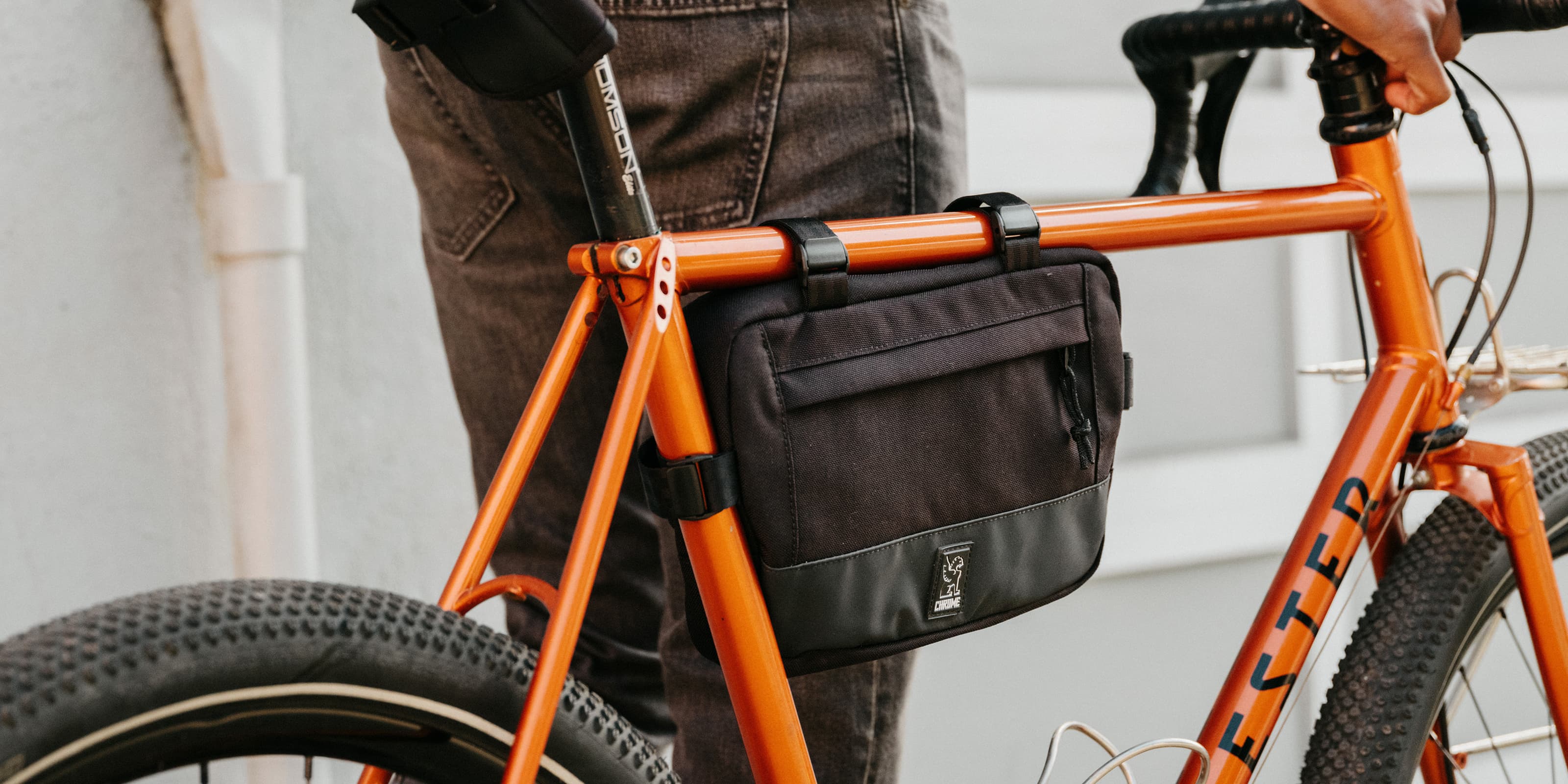Doubletrack Bike Bag on an orange bike large desktop size