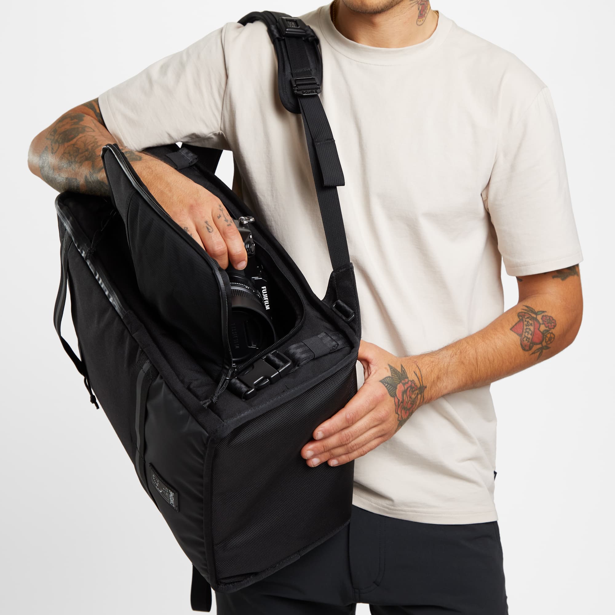 Niko camera tech backpack in black easy side access