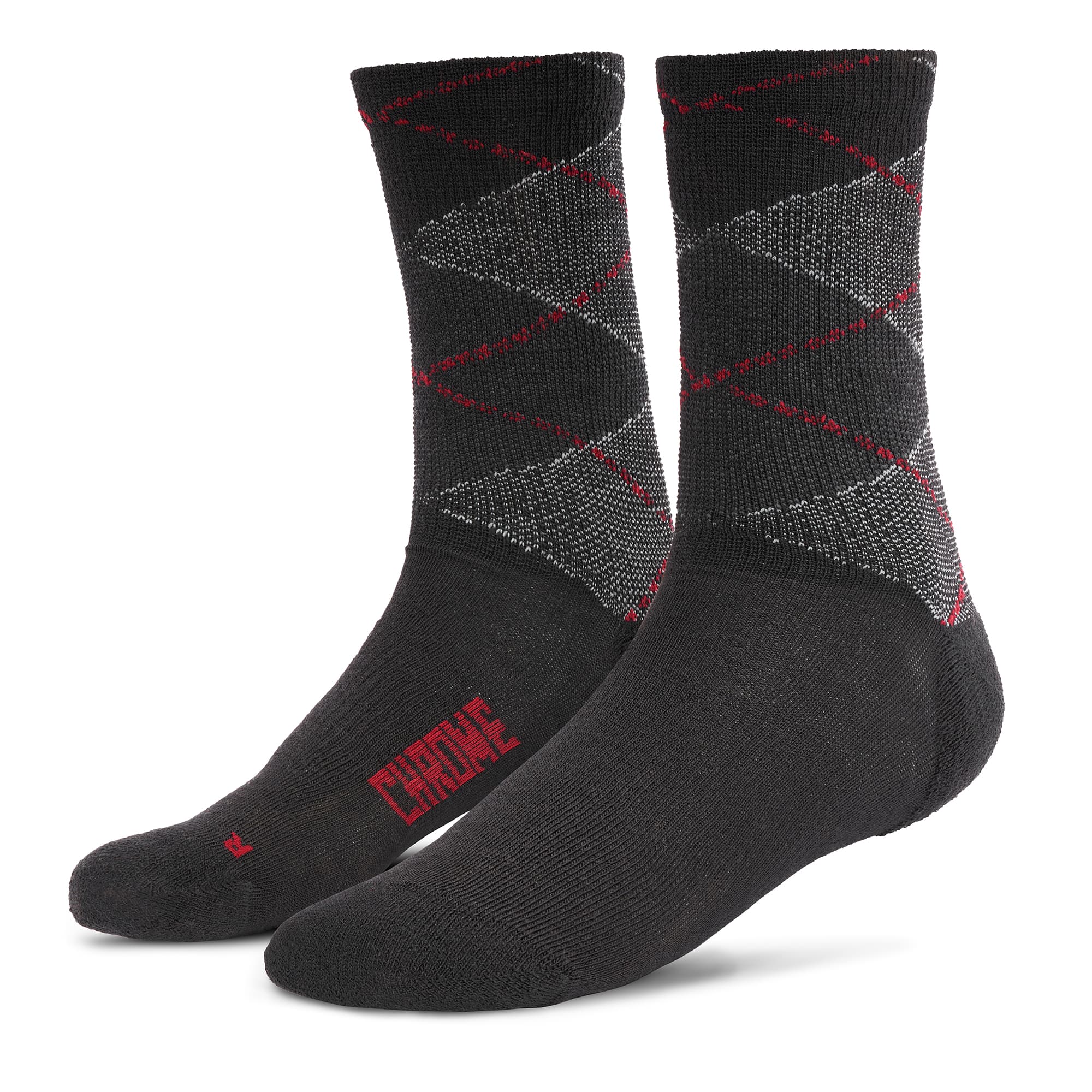 Merino Wool Crew Socks in black argyle #color_black argyle