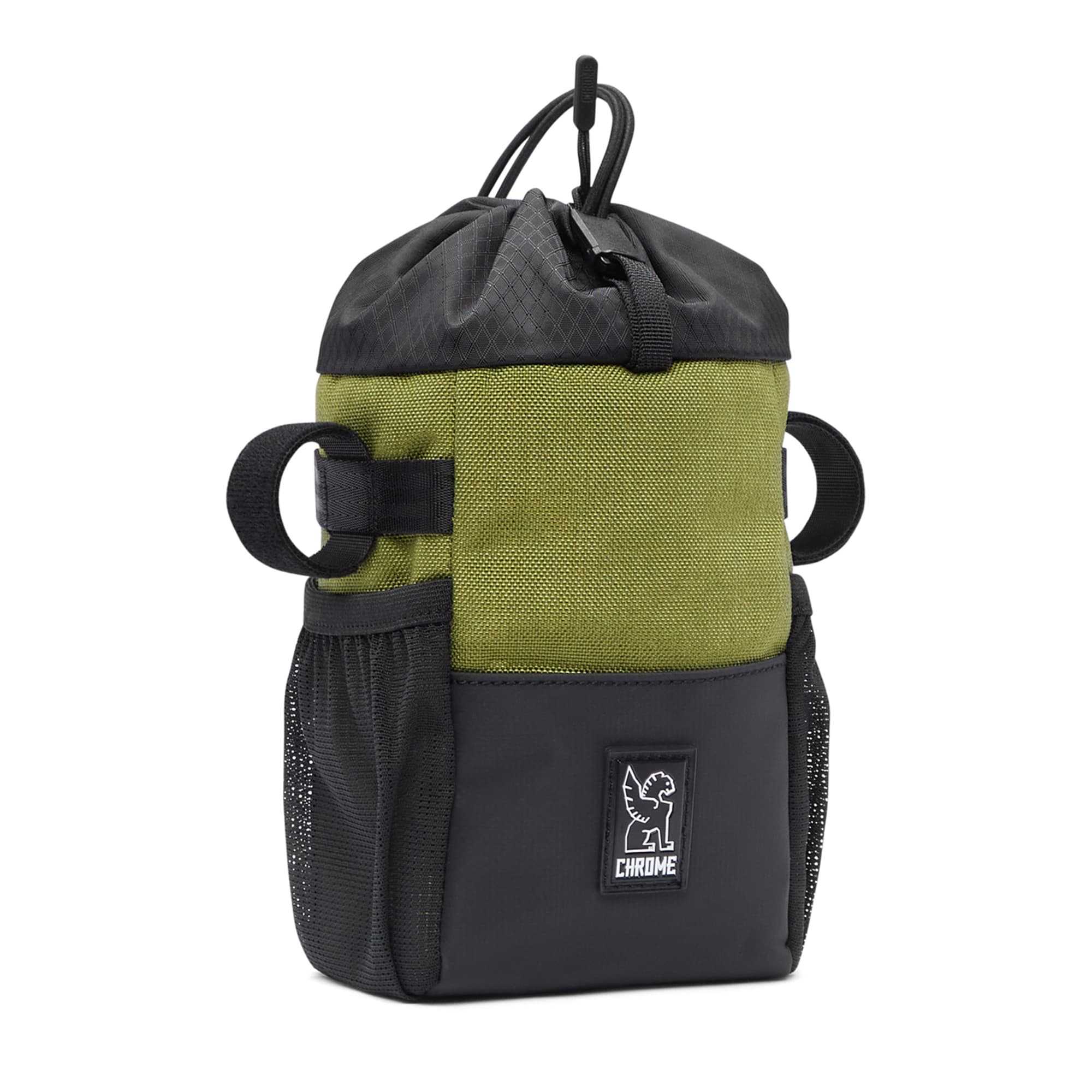 On bike Feed Bag in green #color_olive branch
