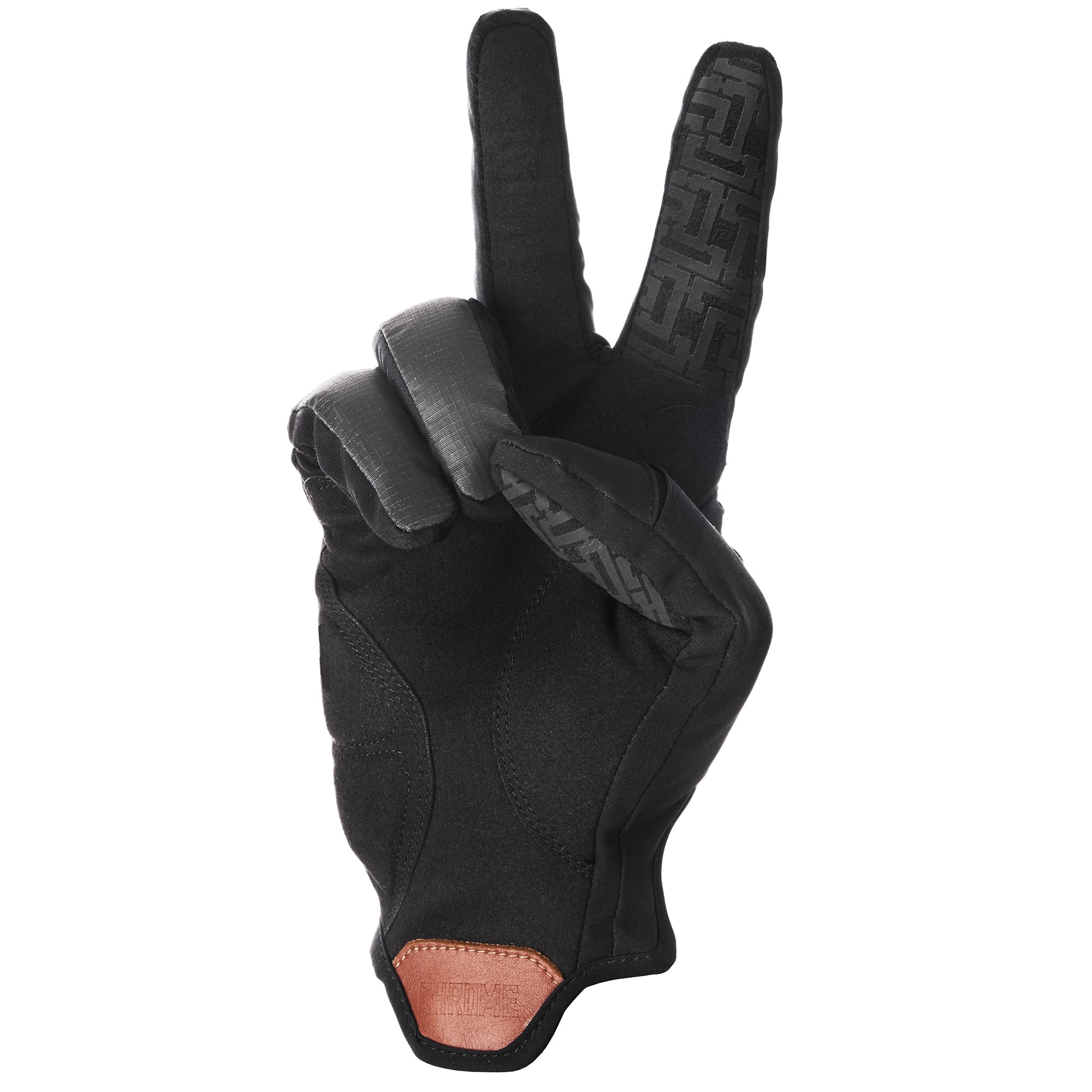 Black Midweight Cycling Gloves palm detail #color_black