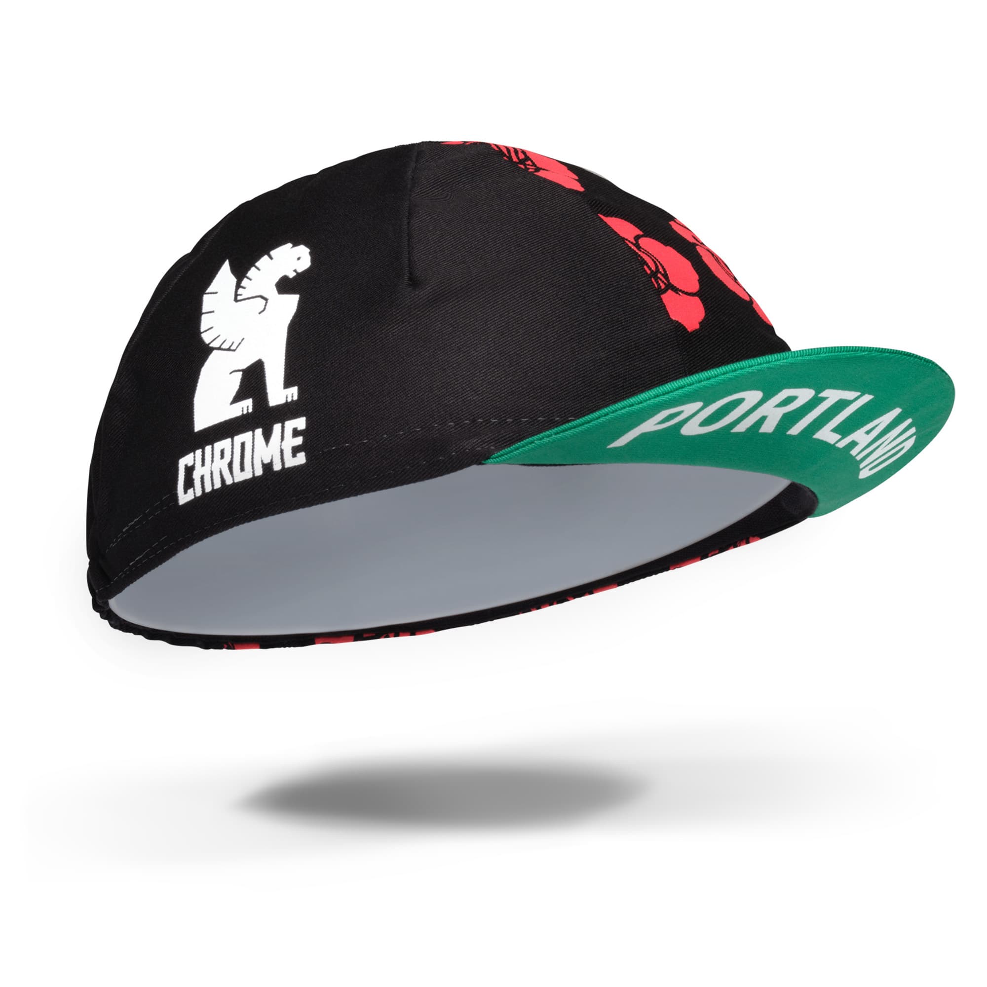 Chrome Portland Rides Cycling Cap in black #color_portland roses