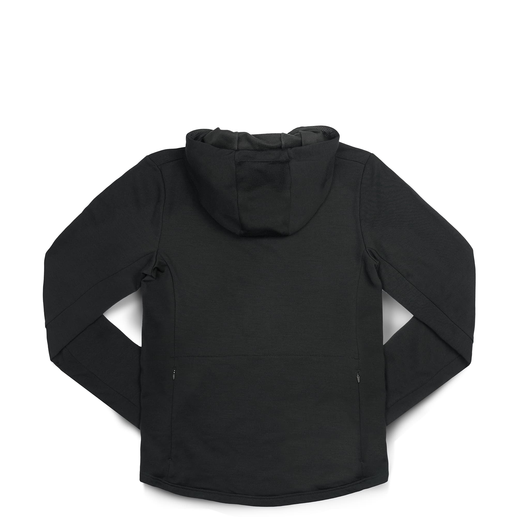 Men's merino blend hoodie in black back view #color_black